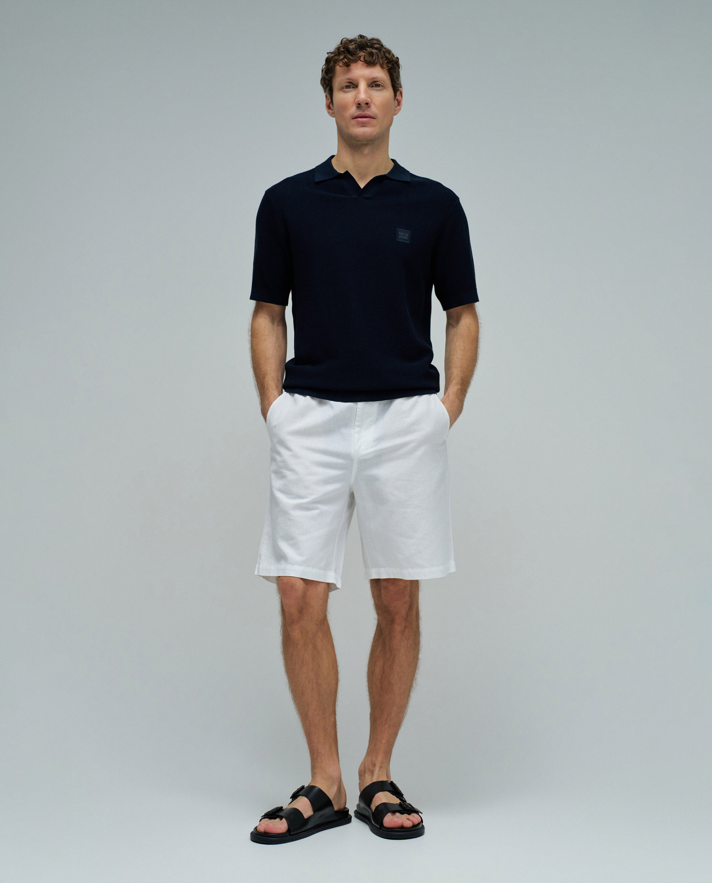Polo de Malha Tricotada Azul-5