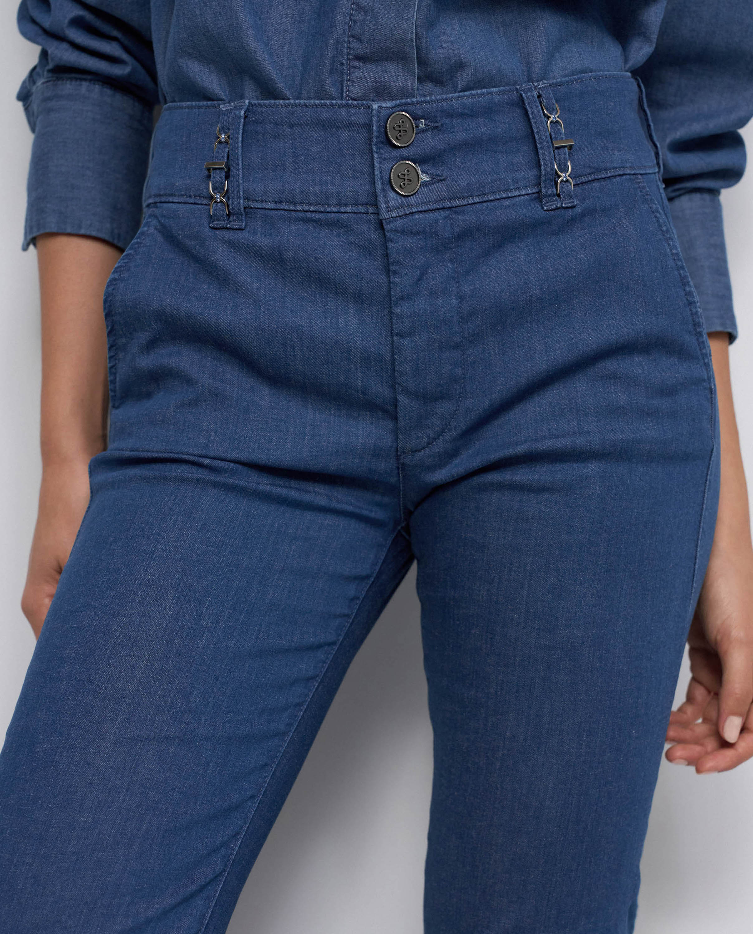 Secret Calças Chino Push In Flare Azul-4