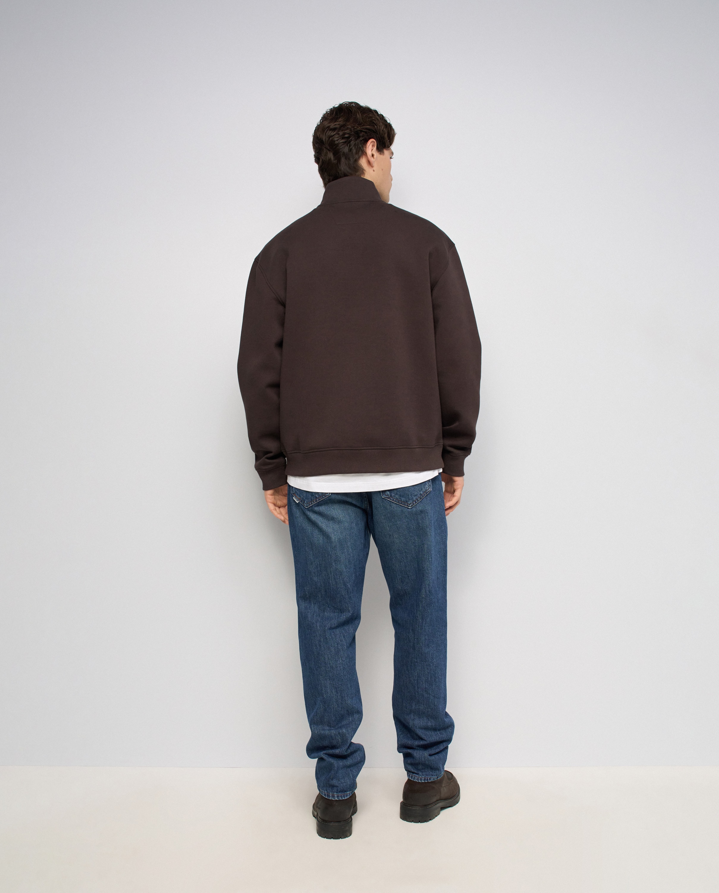 Sweatshirt com Fecho Zip Médio Castanho-3