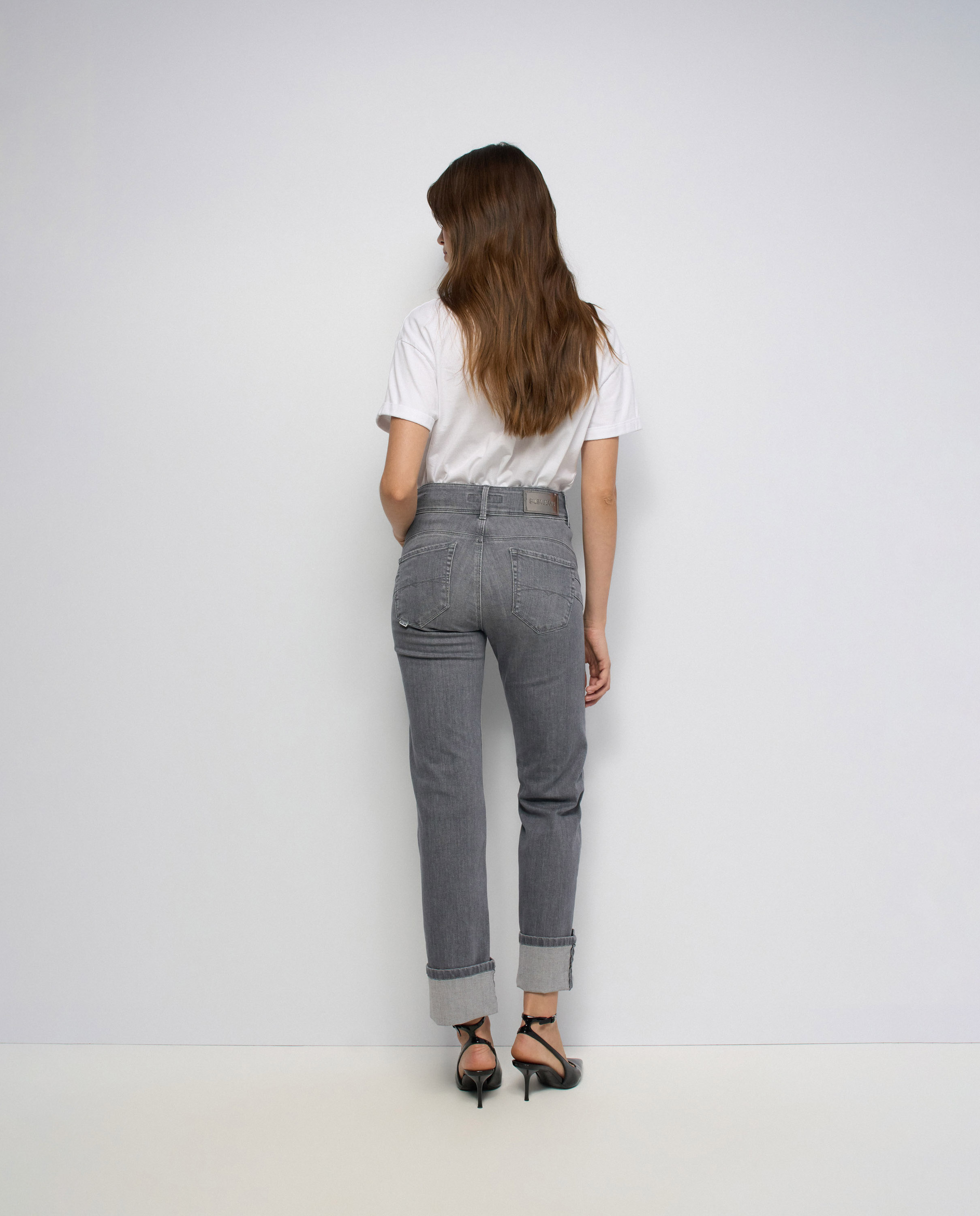 Jeans Secret Push In Straight Cinzento-3