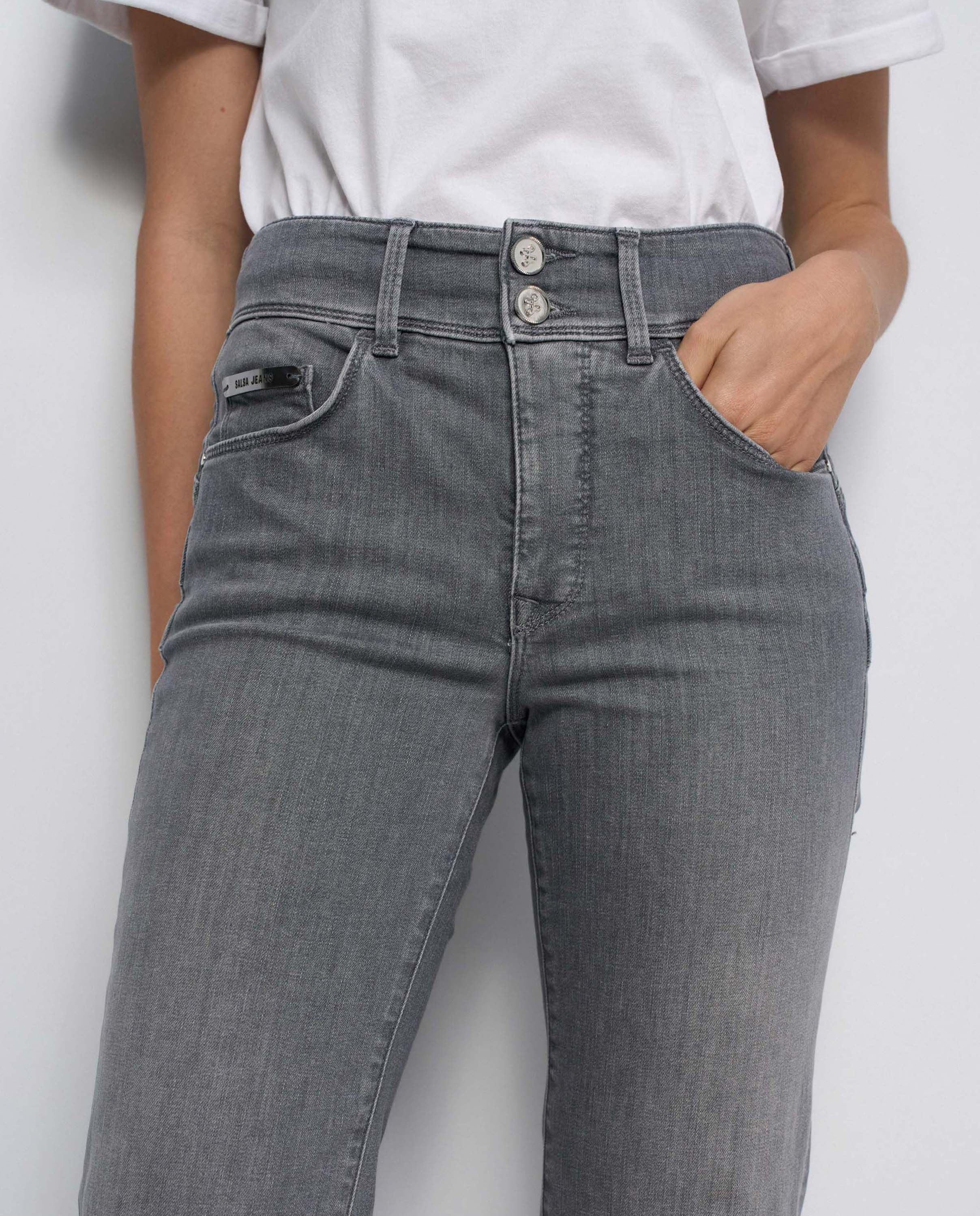 Jeans Secret Push In Straight Cinzento-4