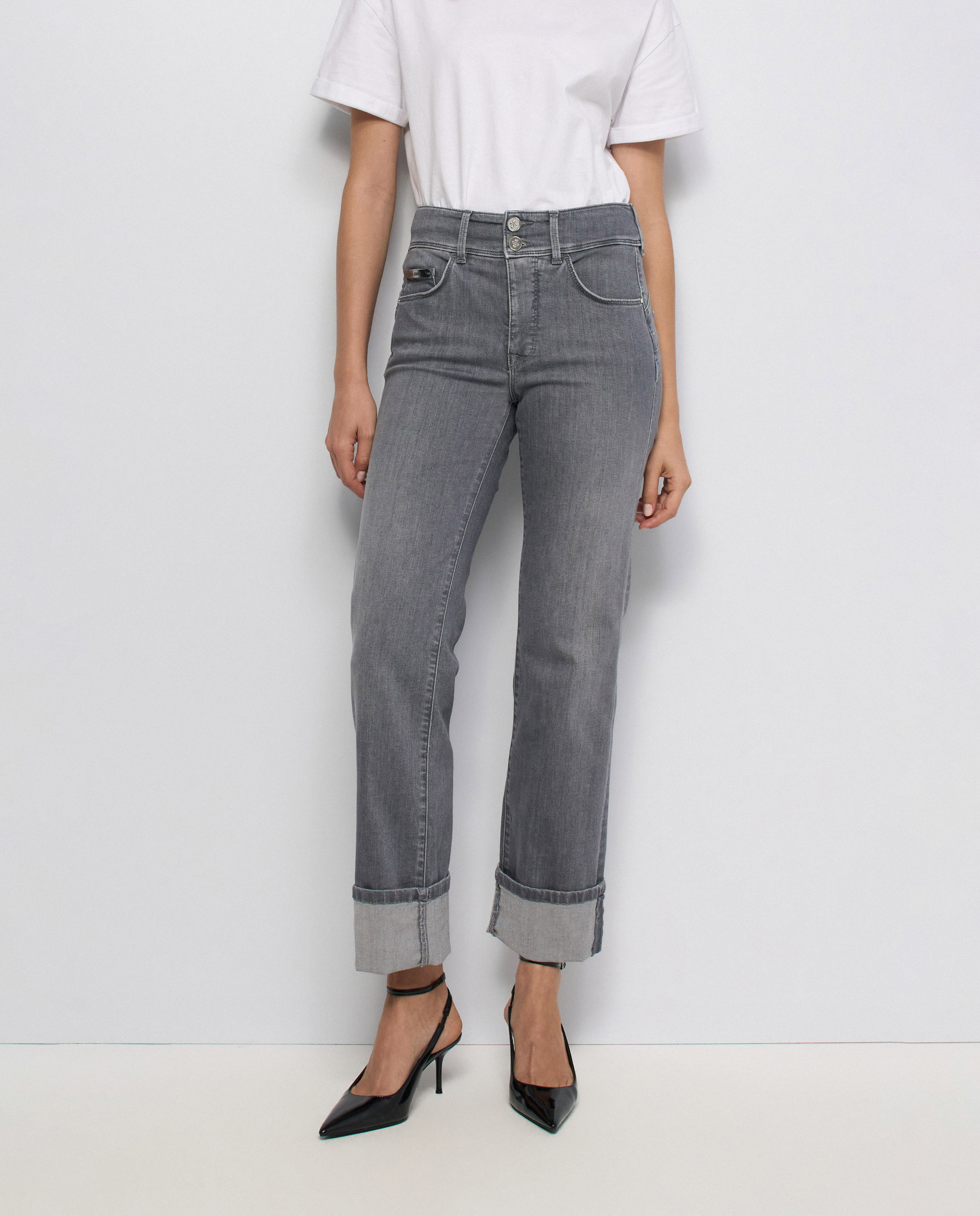 Jeans Secret Push In Straight Cinzento-5