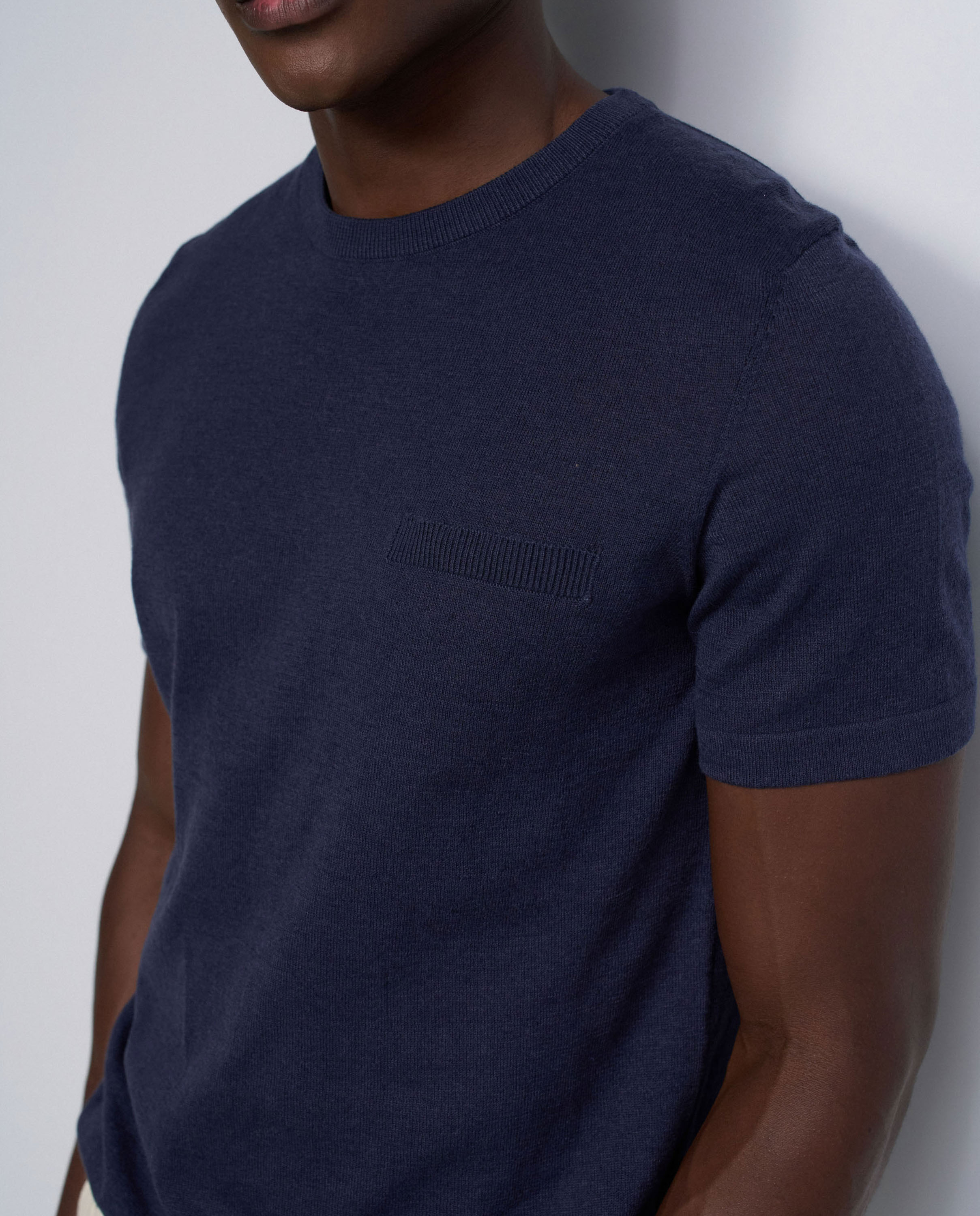 T-shirt de Malha Tricotada Azul-4