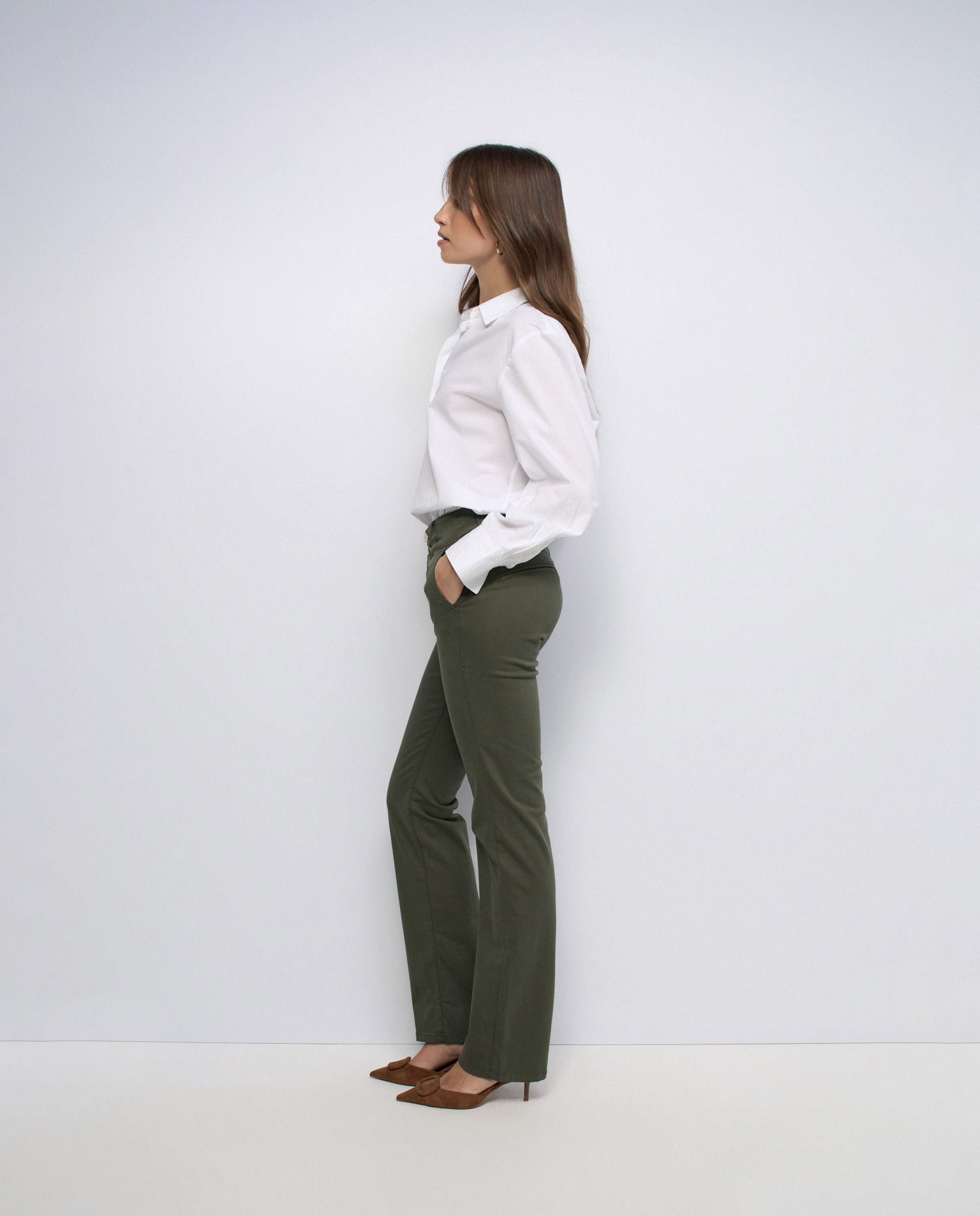 Secret Calças Chino Push In Straight Verde-2