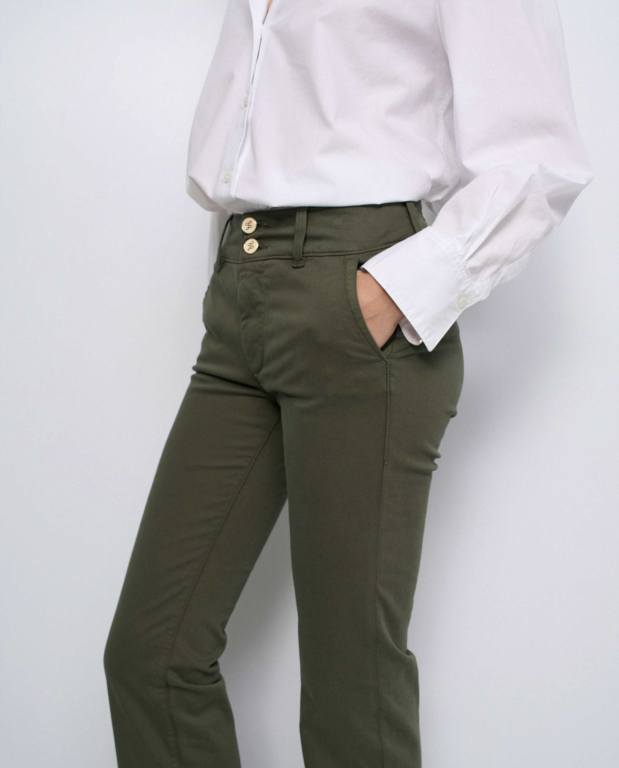 Secret Calças Chino Push In Straight Verde-4