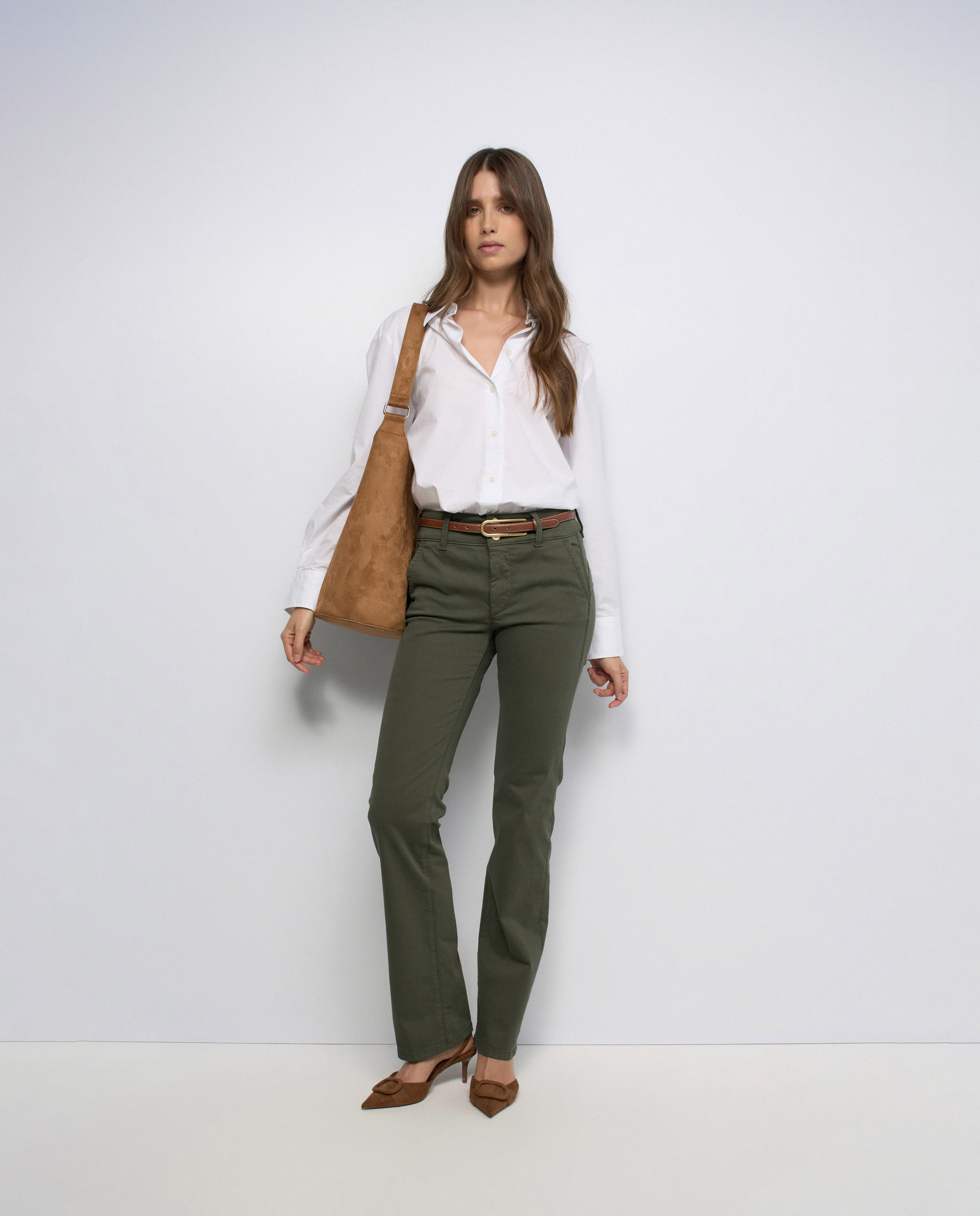 Secret Calças Chino Push In Straight Verde-5