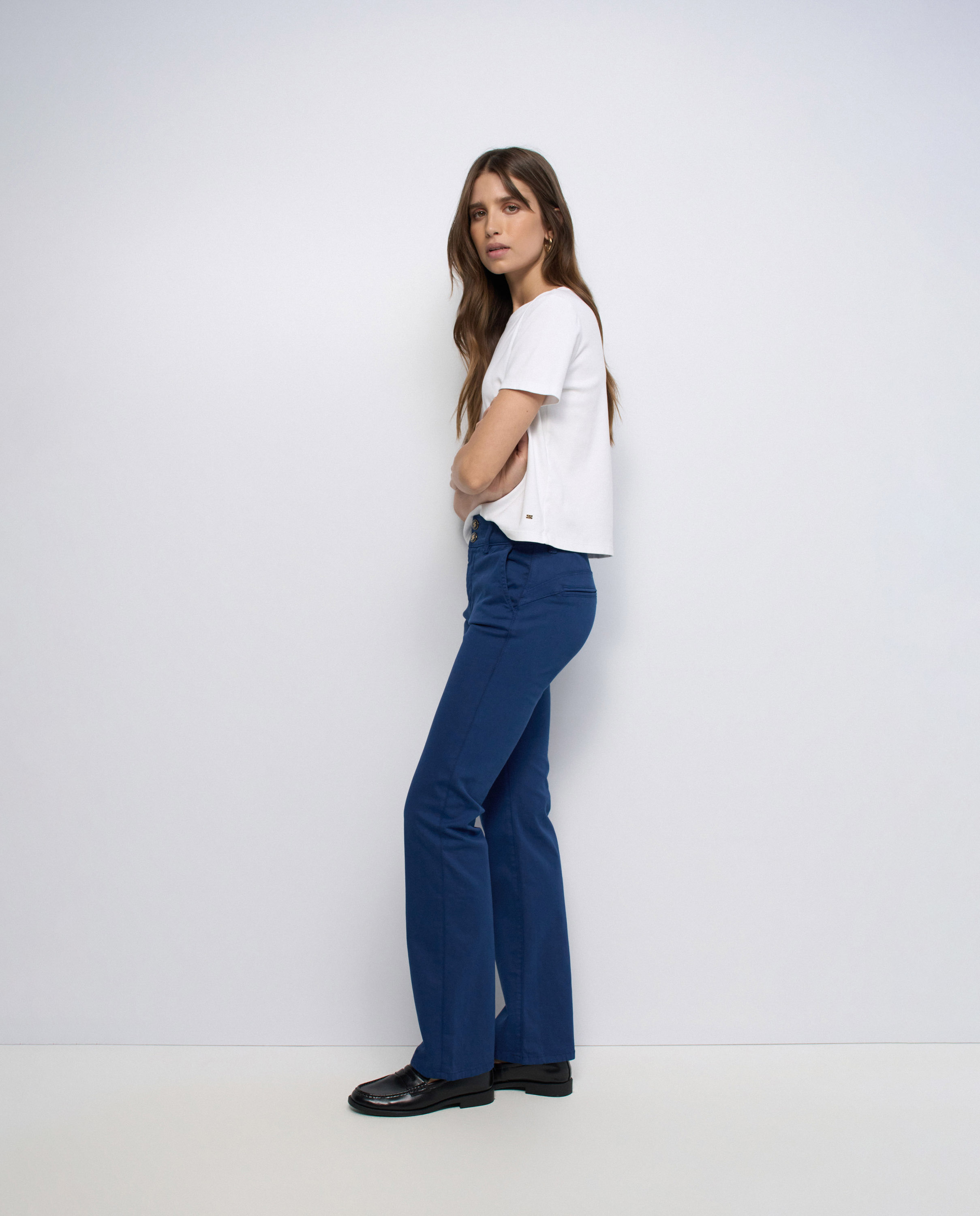 Jeans Secret Calças Chino Push In Straight Azul-2