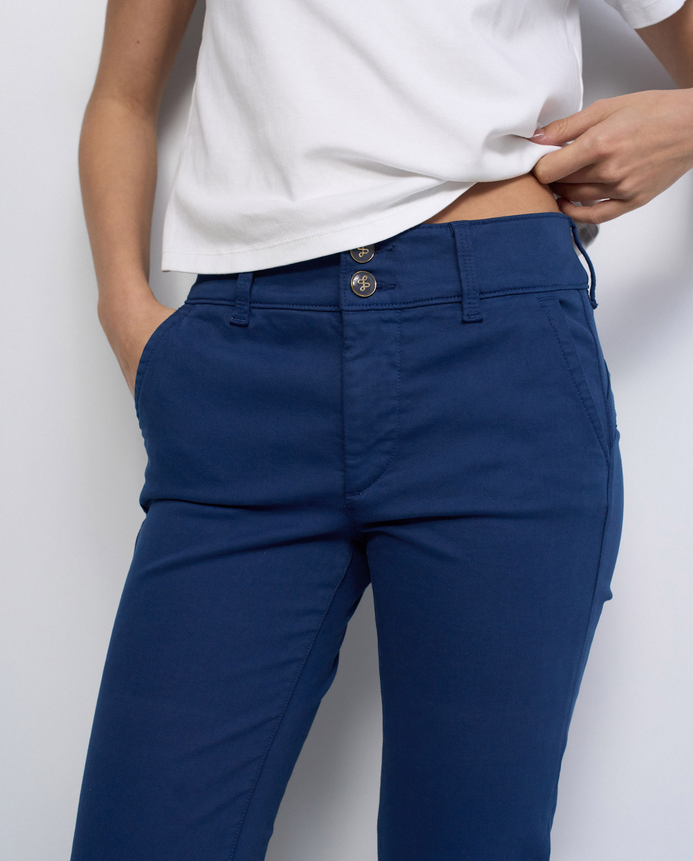 Jeans Secret Calças Chino Push In Straight Azul-4