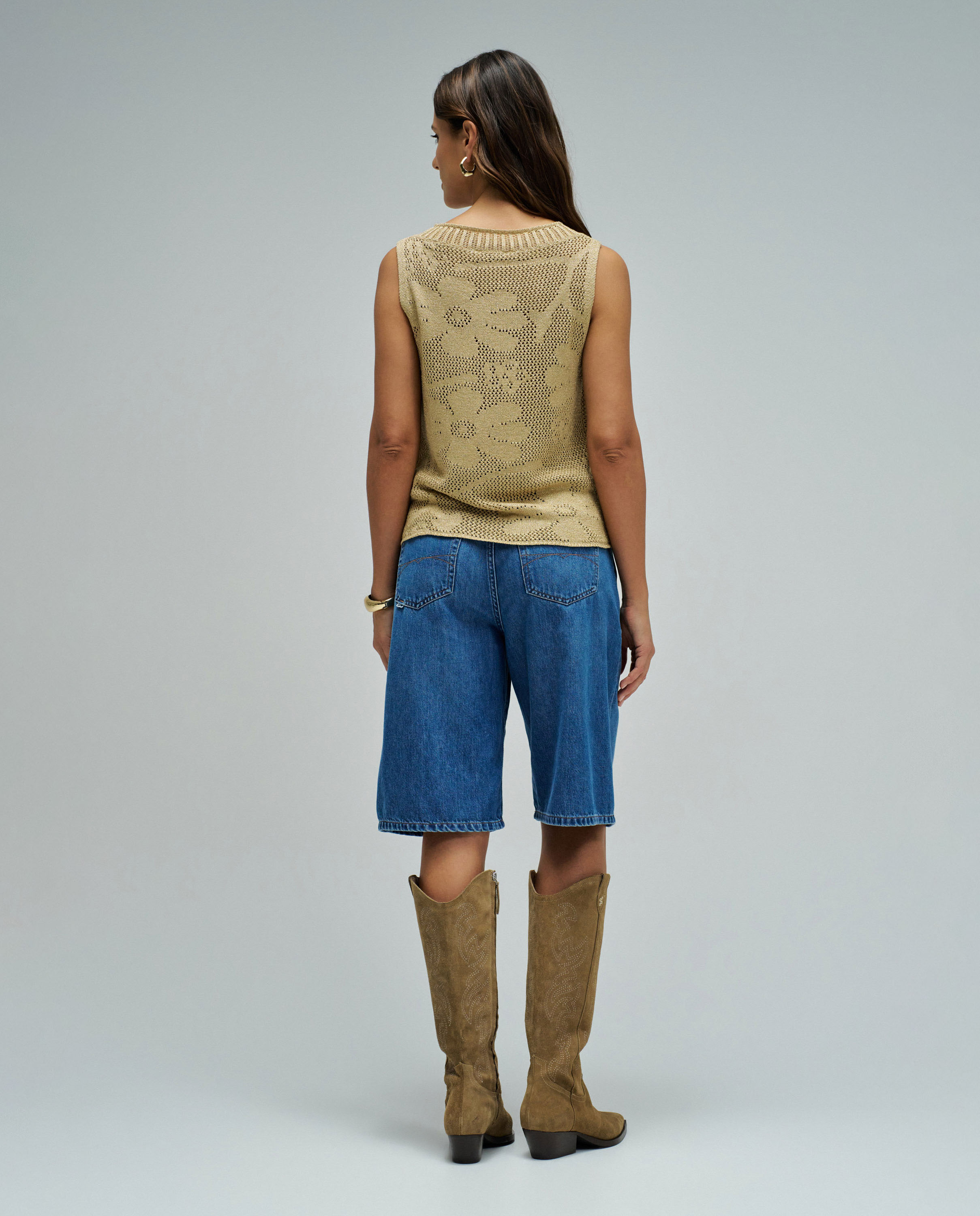T-shirt de Malha Ouro-3
