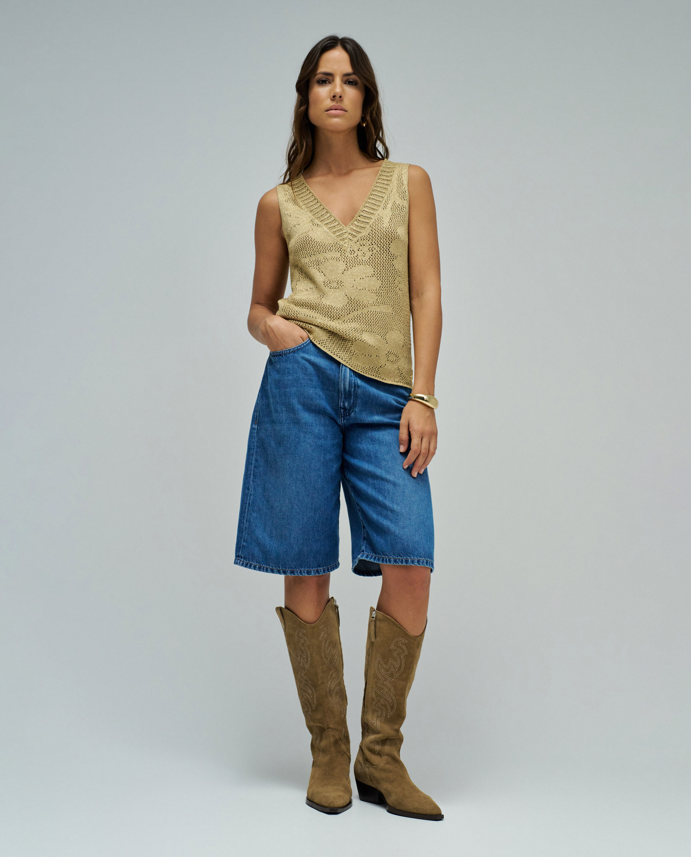 T-shirt de Malha Ouro-5