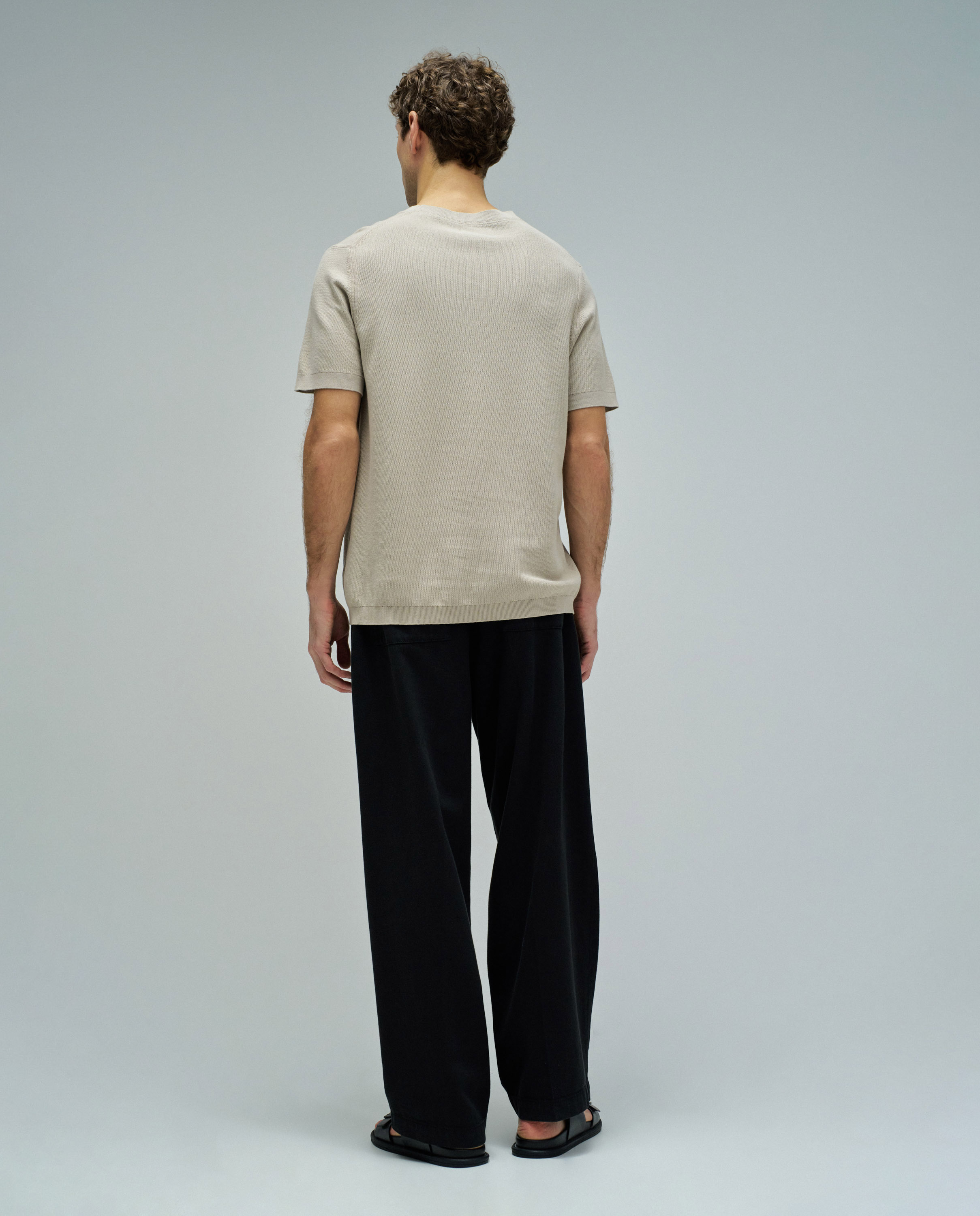 T-shirt em Malha Tricotada Natural-3
