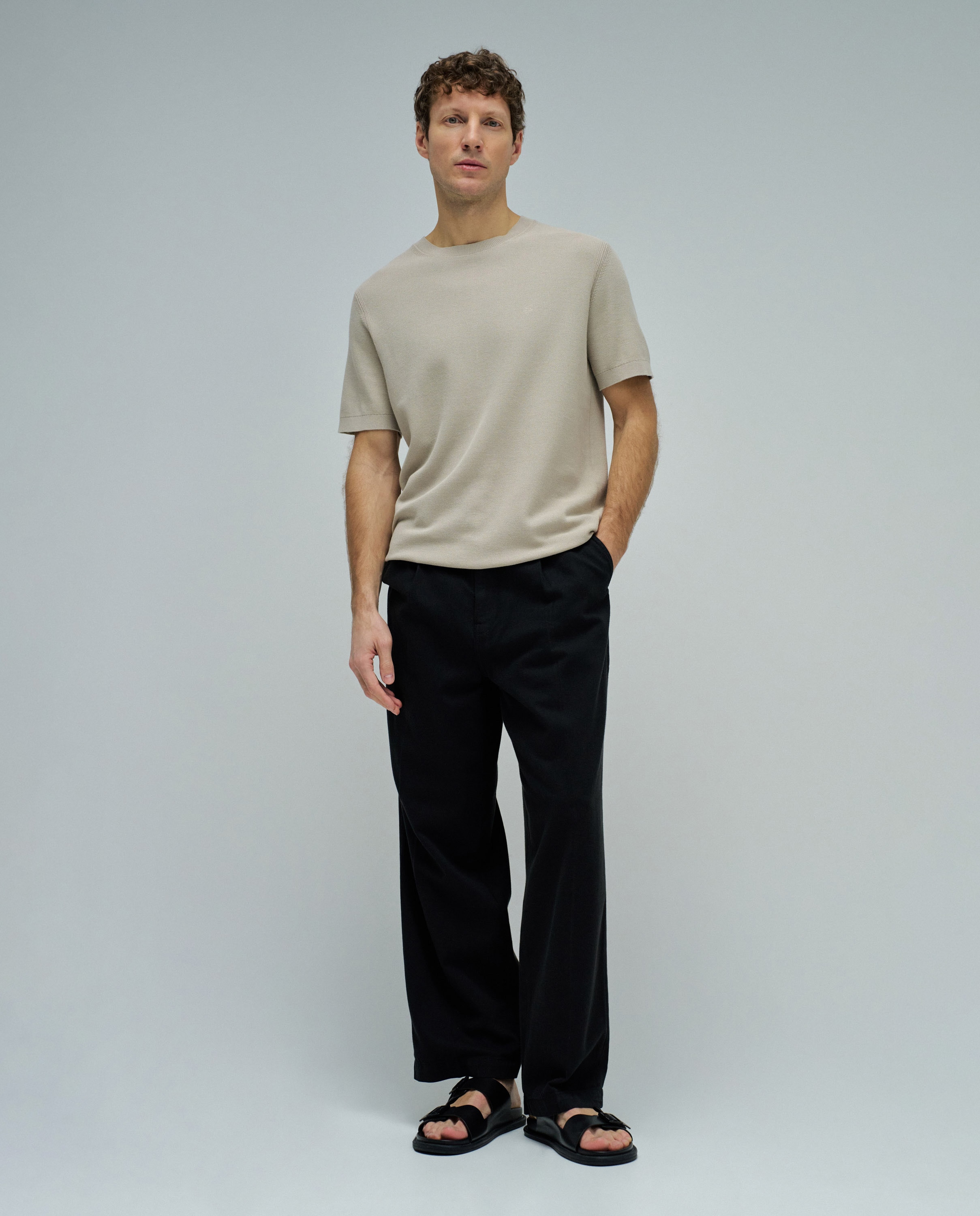 T-shirt em Malha Tricotada Natural-5
