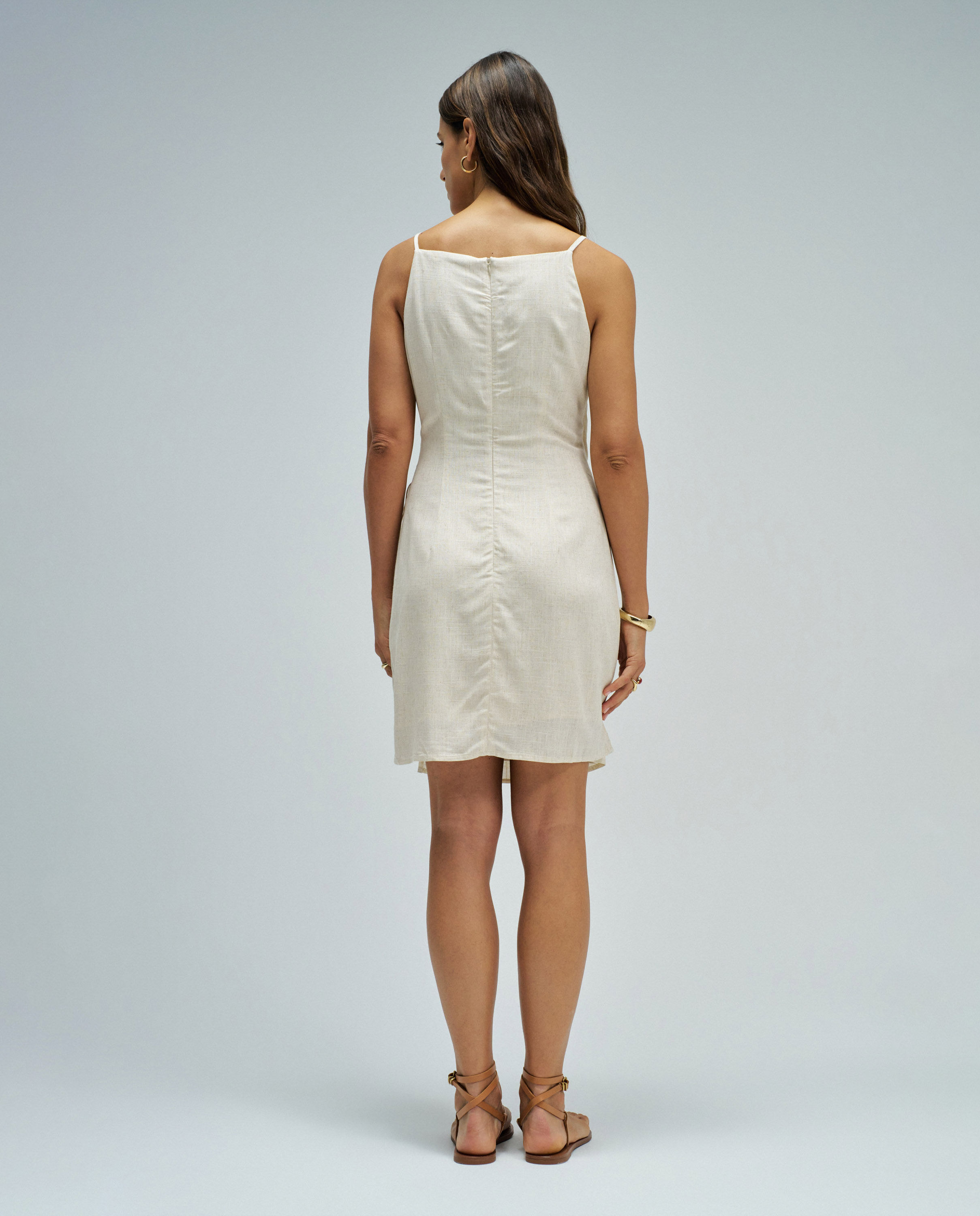 Vestido Curto com Linho Natural-3
