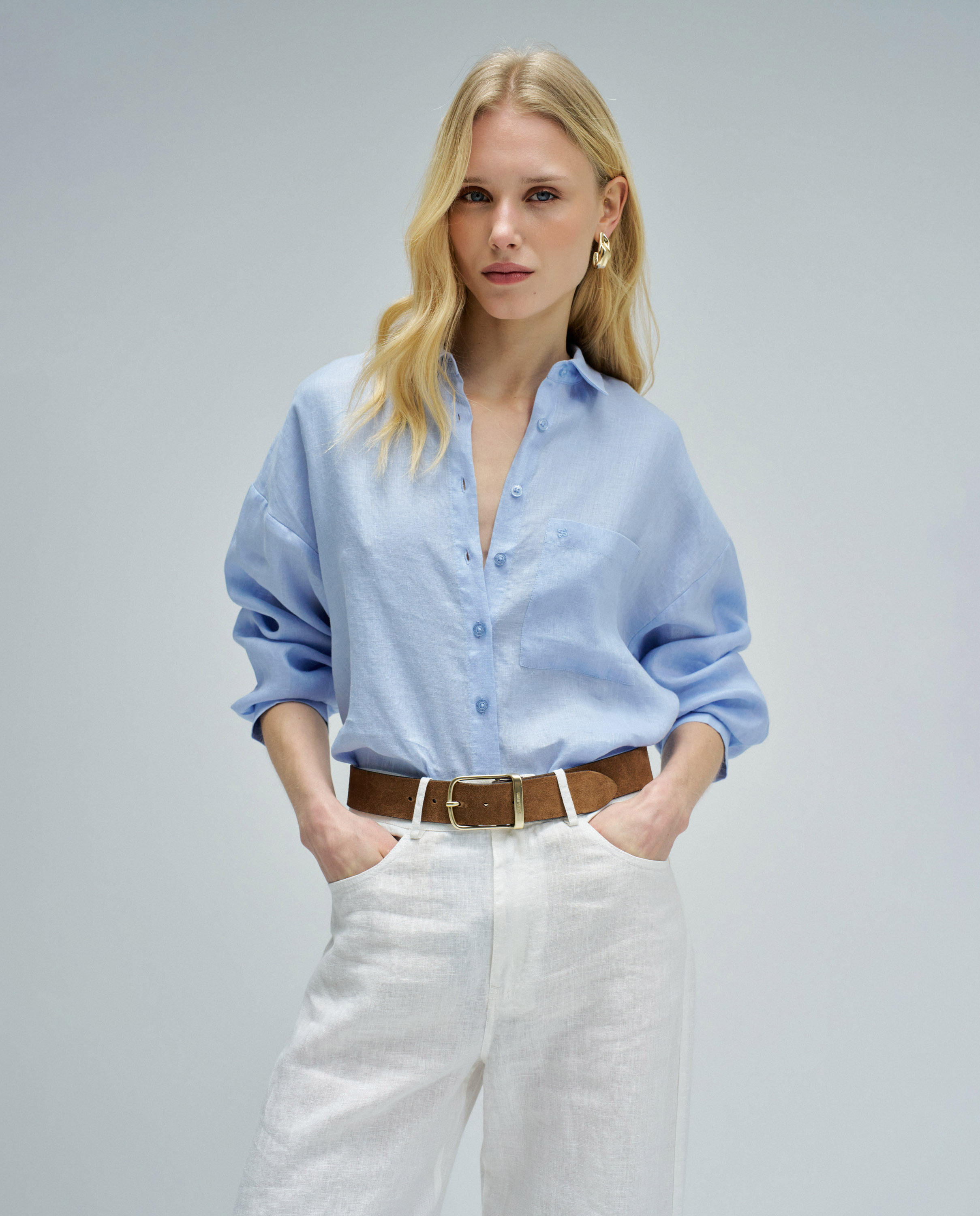 Camisa de Linho Azul-1