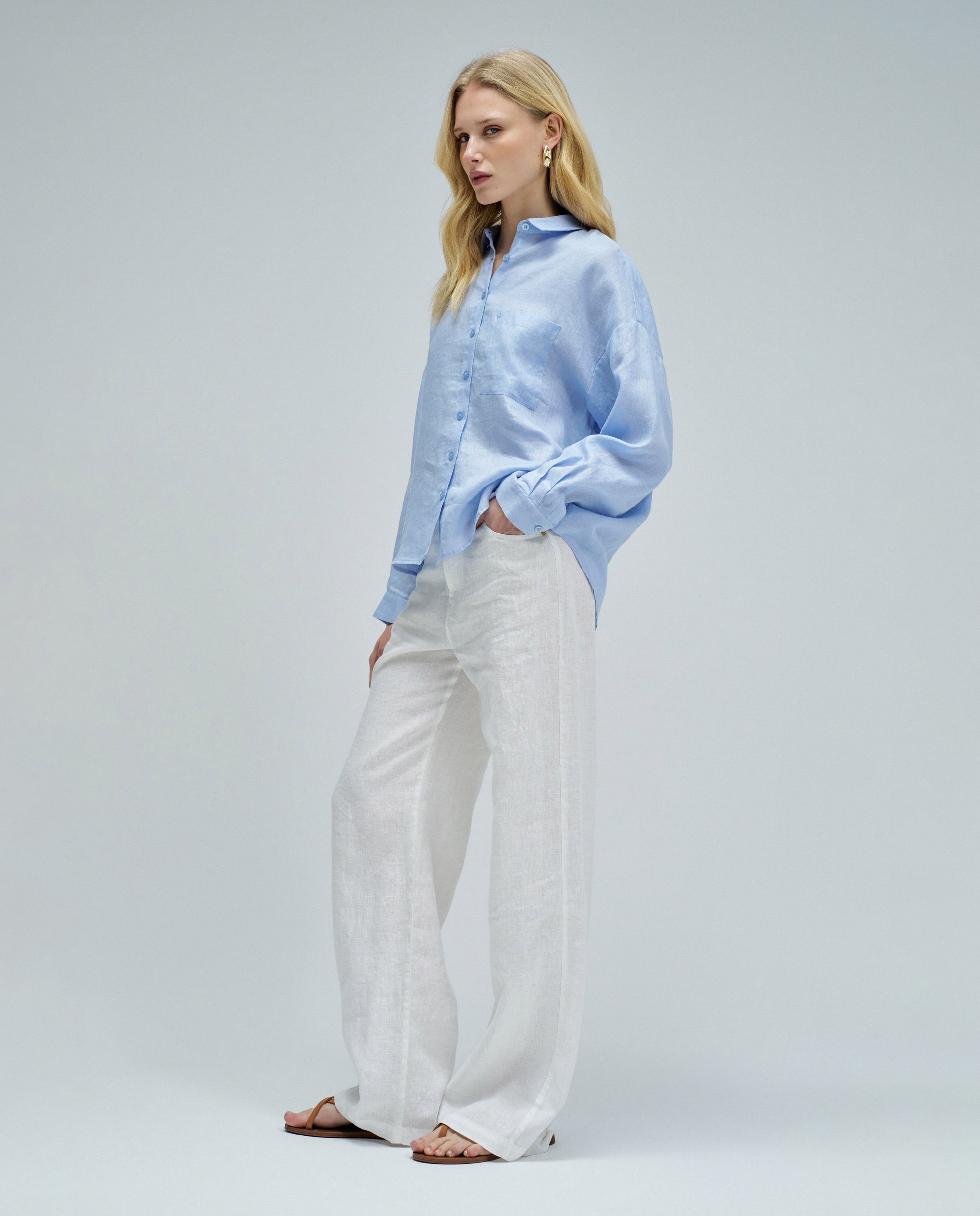 Camisa de Linho Azul-2