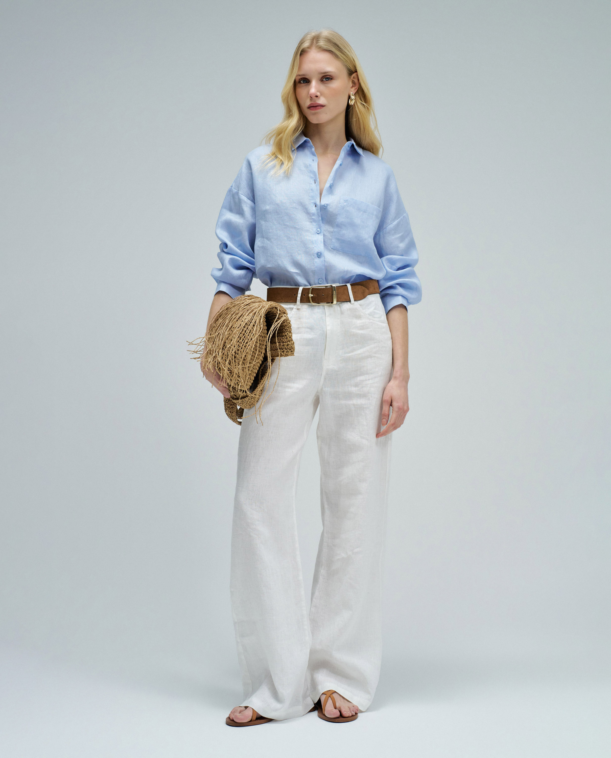 Camisa de Linho Azul-5