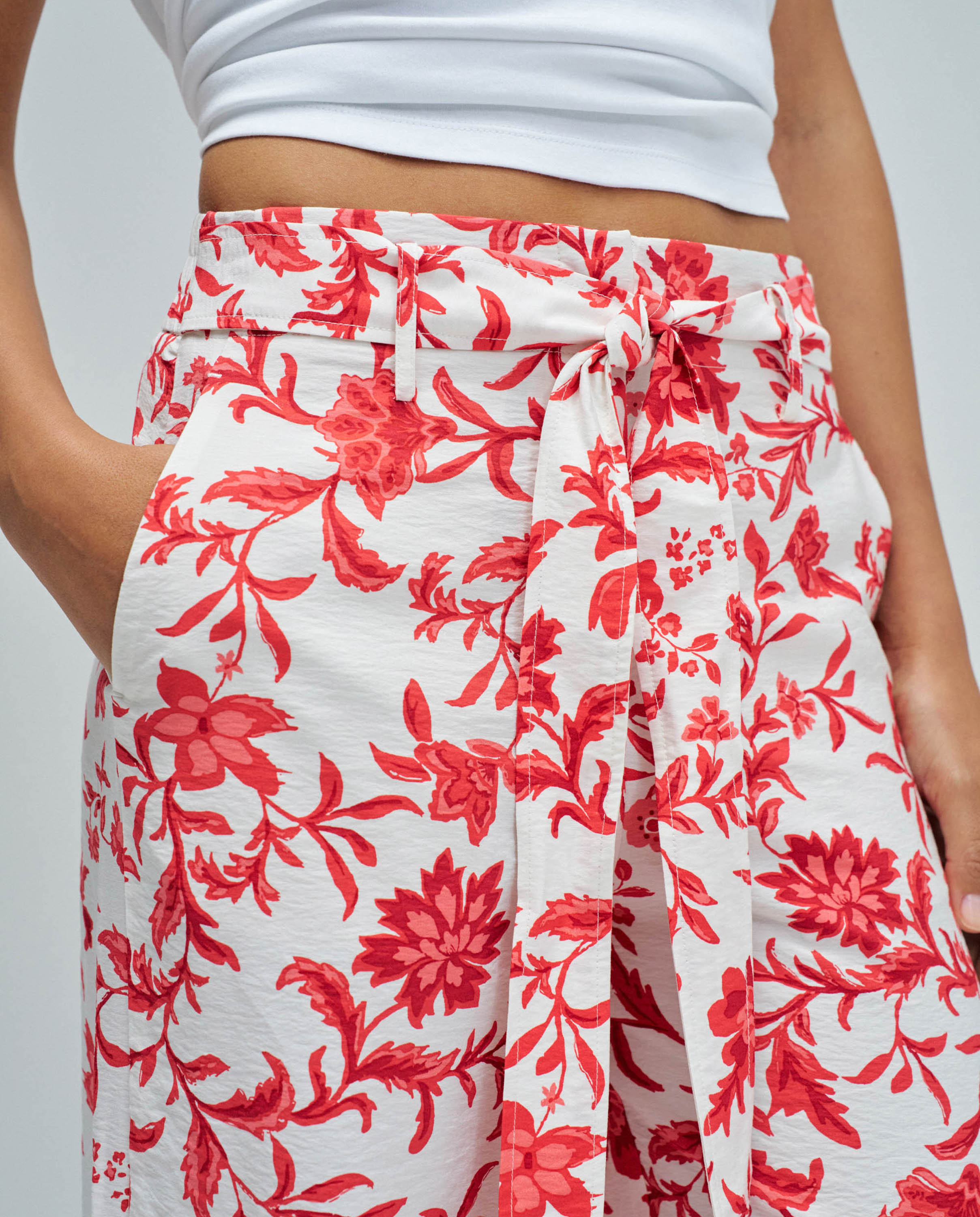 Calças Wide Leg com Estampado Floral Natural-4