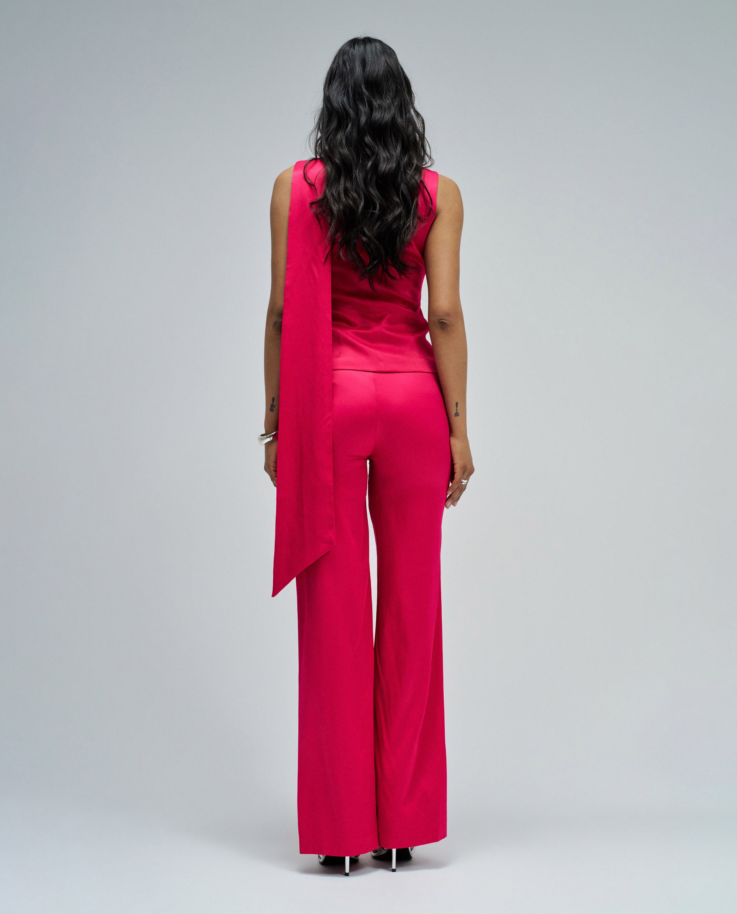 Calças Wide Leg Acetinadas Rosa-3