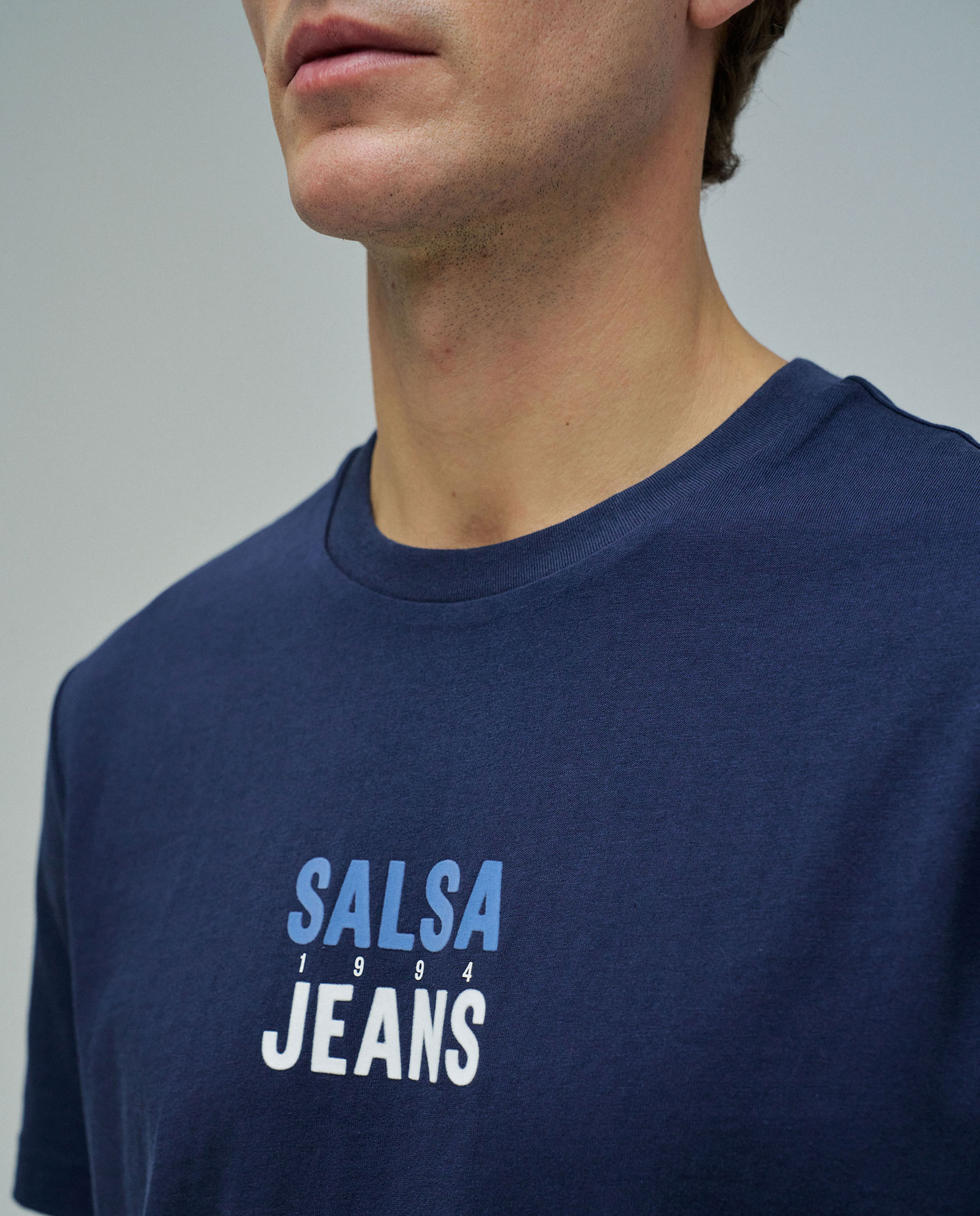 T-shirt com Branding Slim Fit Azul-4