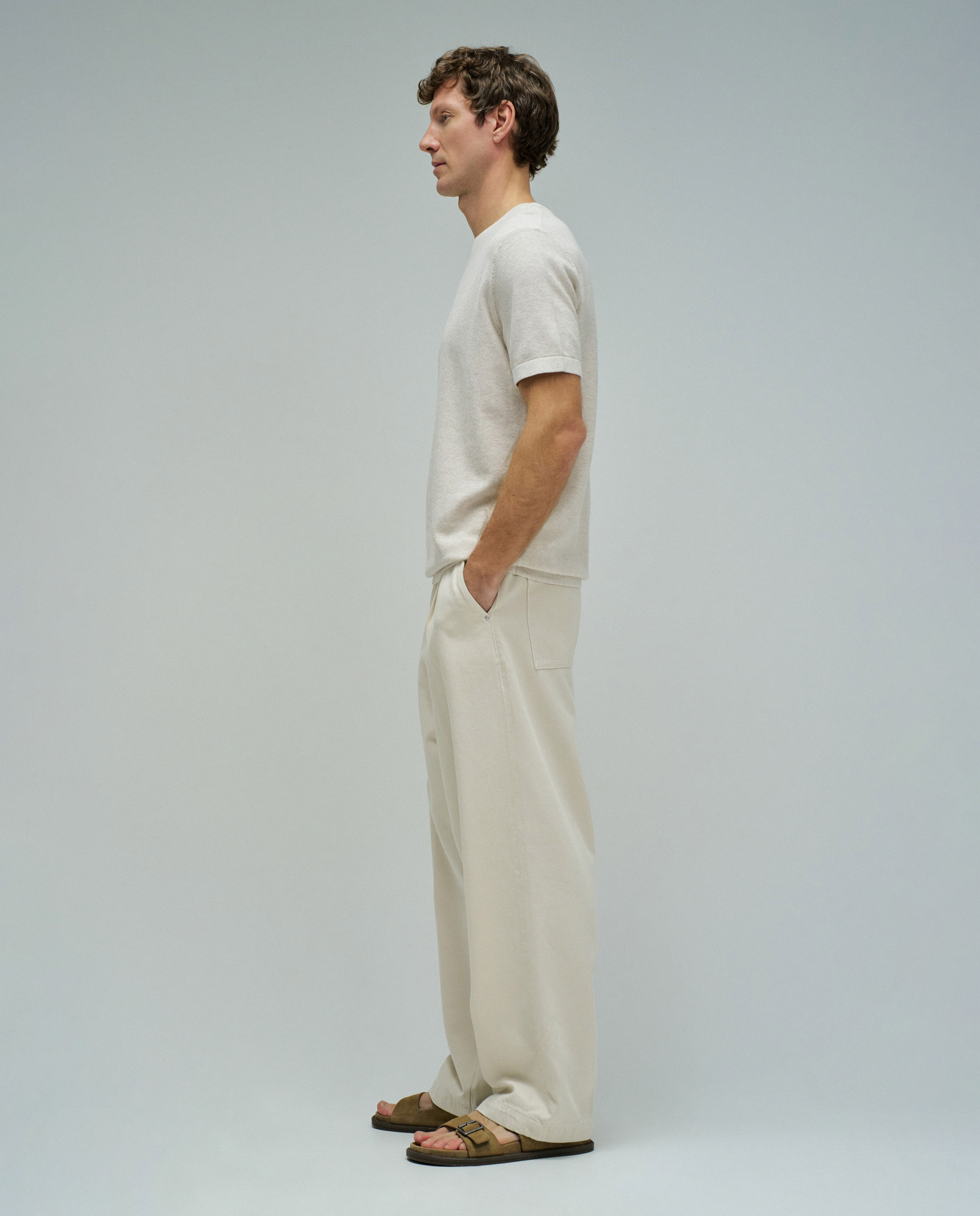 T-shirt em Malha Tricotada Natural-2