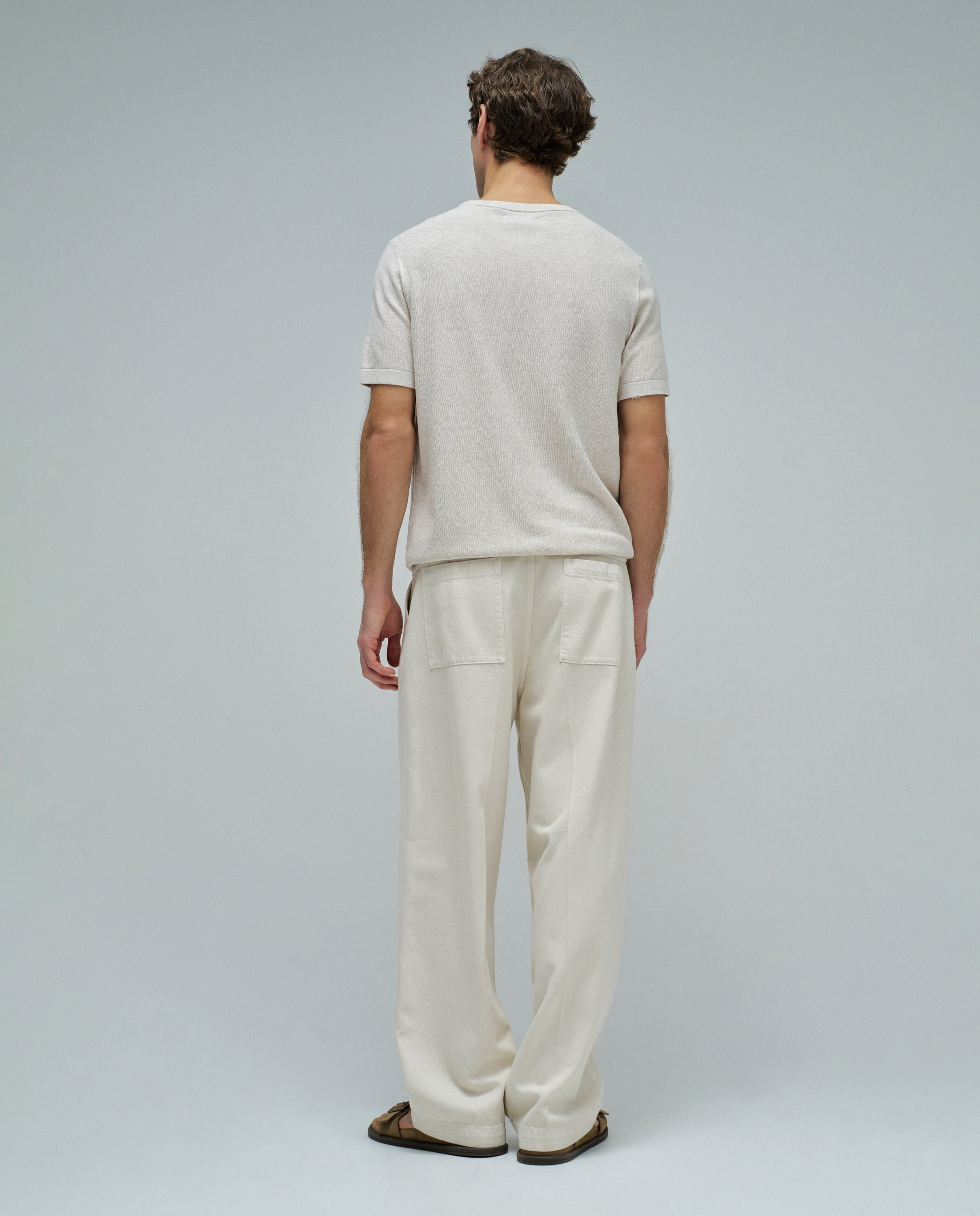 T-shirt em Malha Tricotada Natural-3