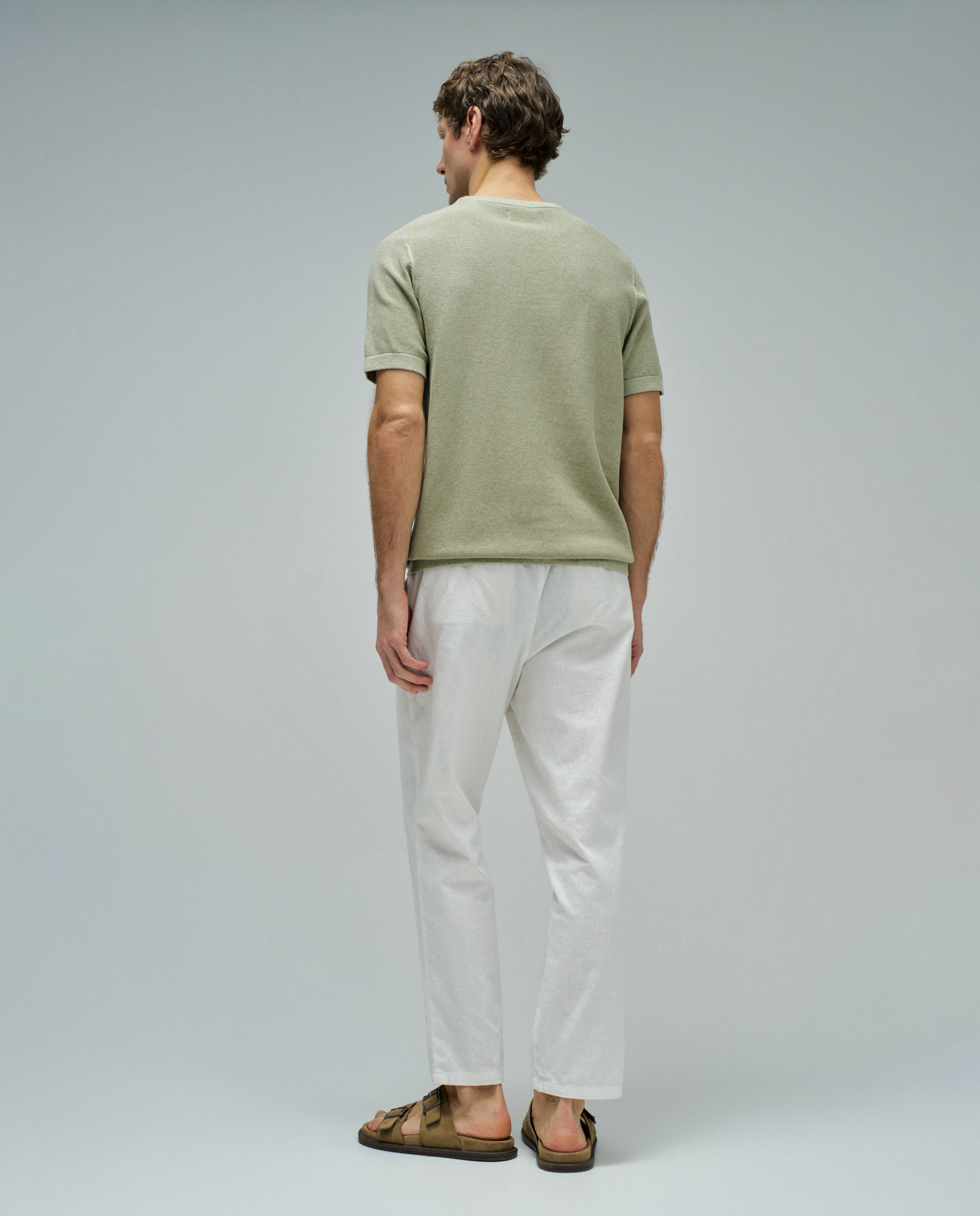 T-shirt em Malha Tricotada Verde-3