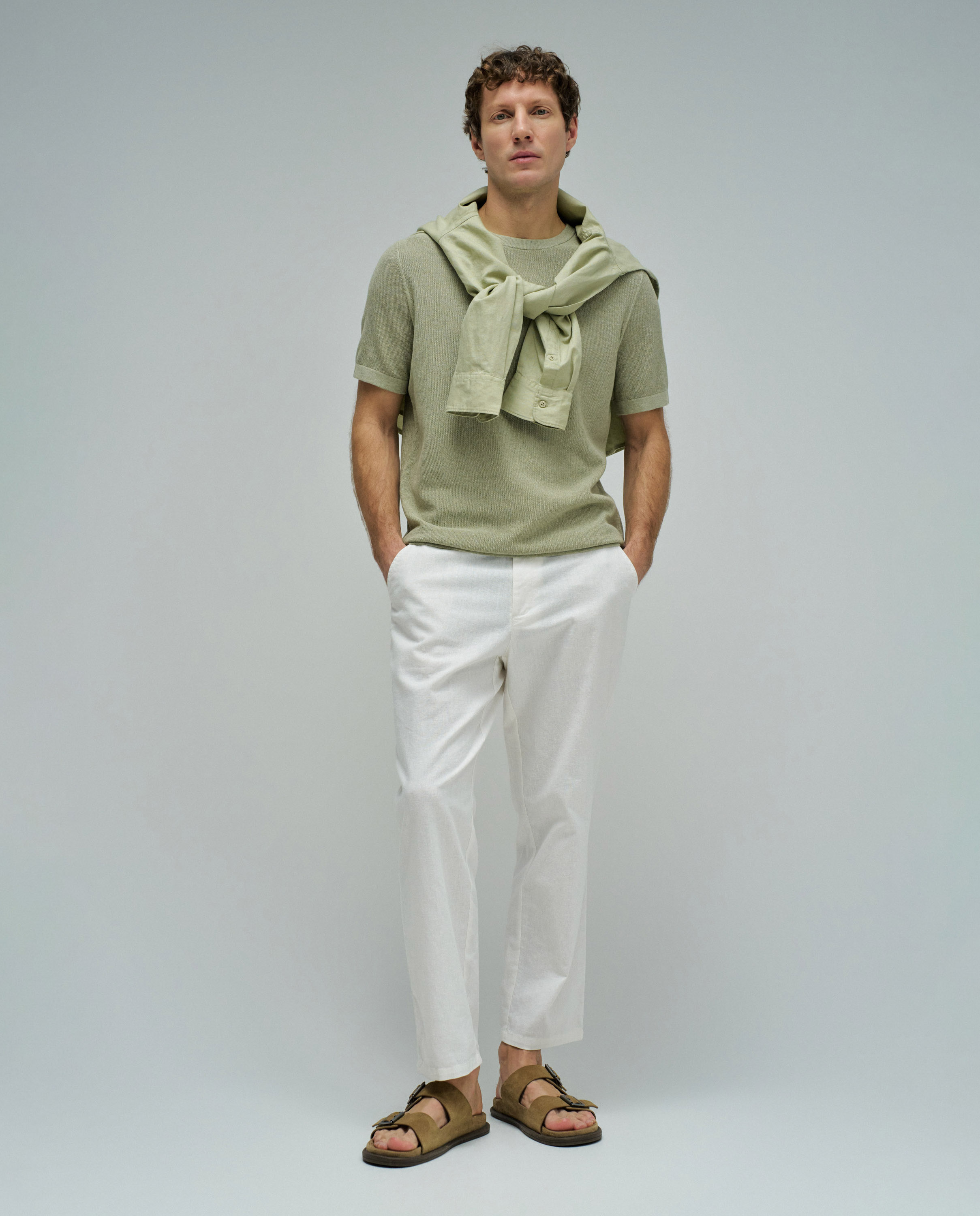 T-shirt em Malha Tricotada Verde-5