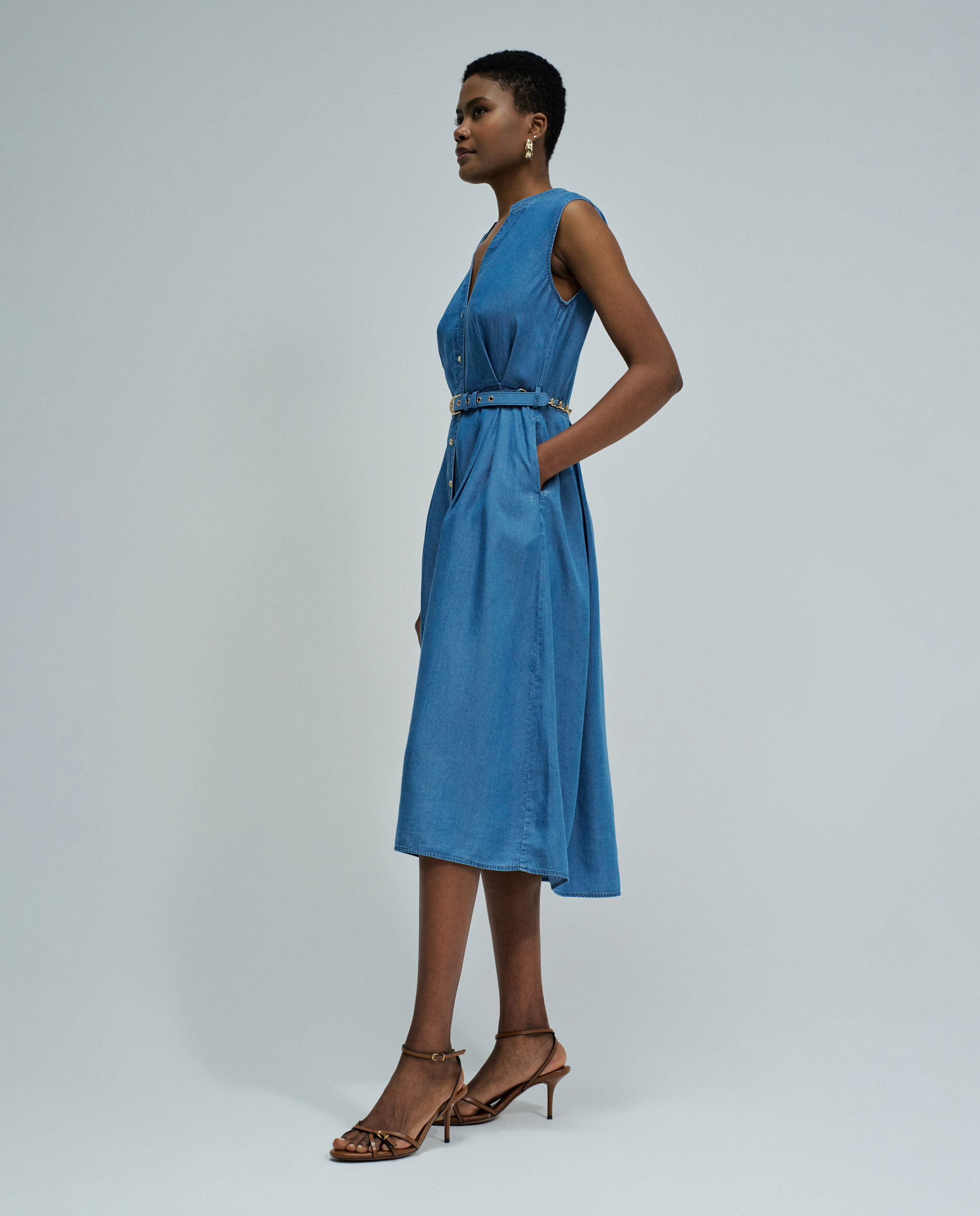 Vestido Midi em Lightdenim Azul-2