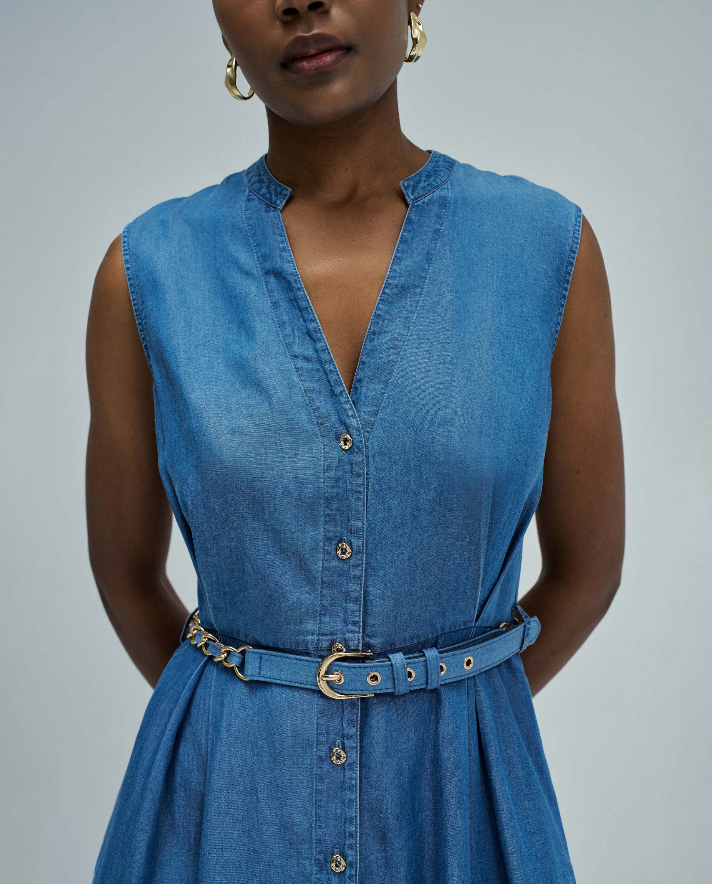 Vestido Midi em Lightdenim Azul-4