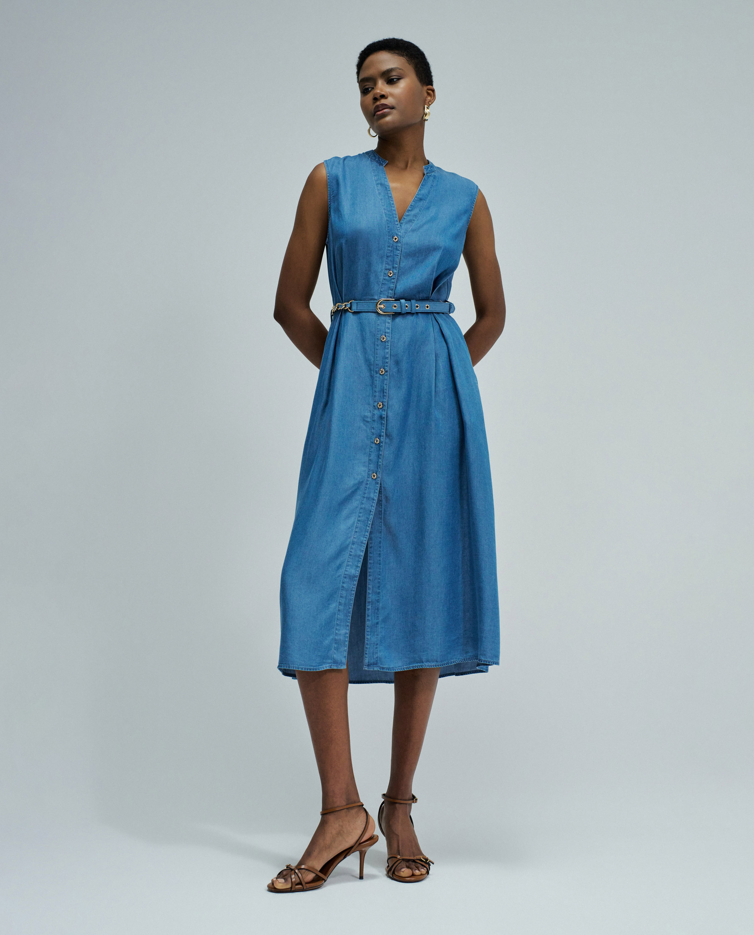 Vestido Midi em Lightdenim Azul-5