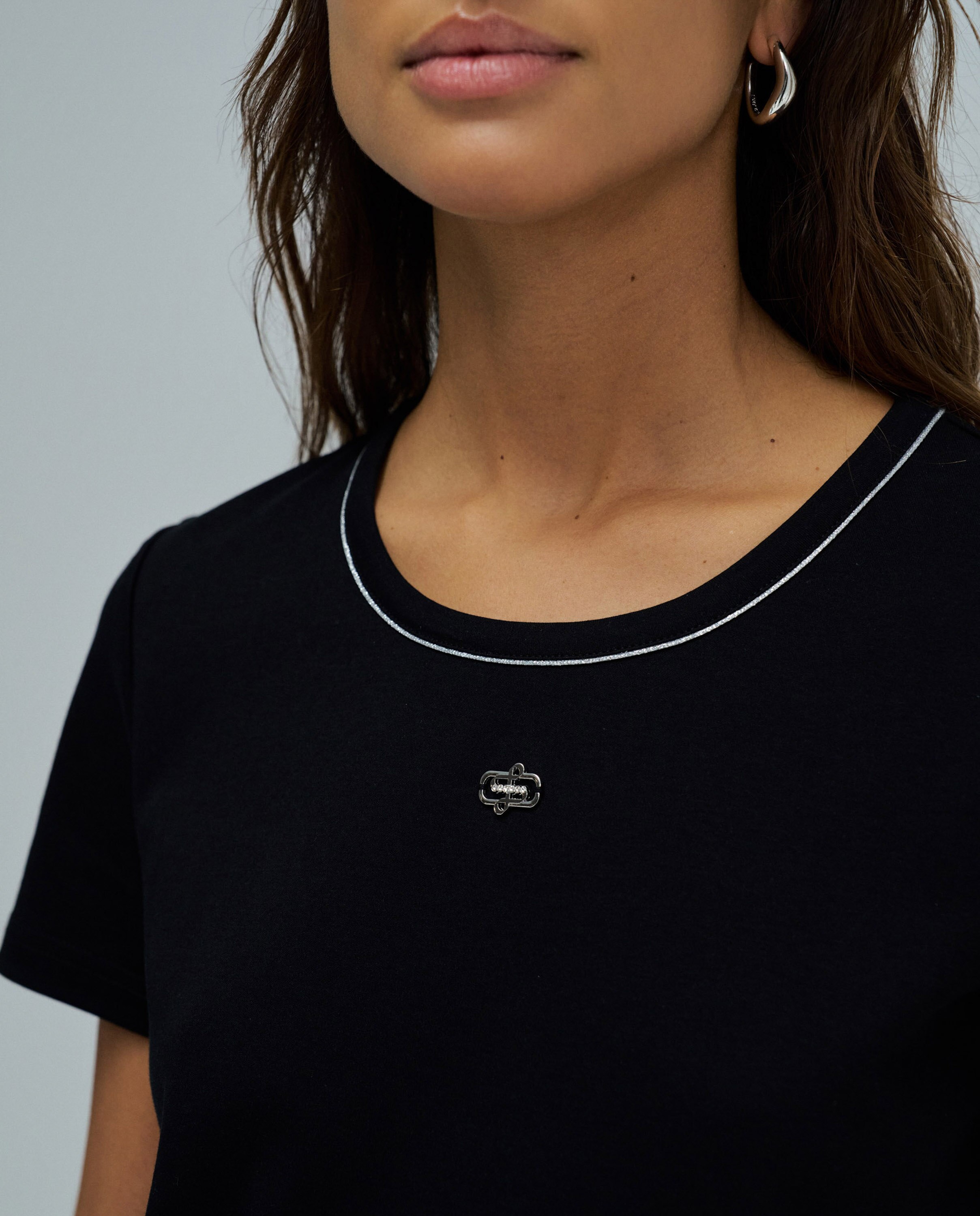 T-shirt Básica com Lurex Preto-4