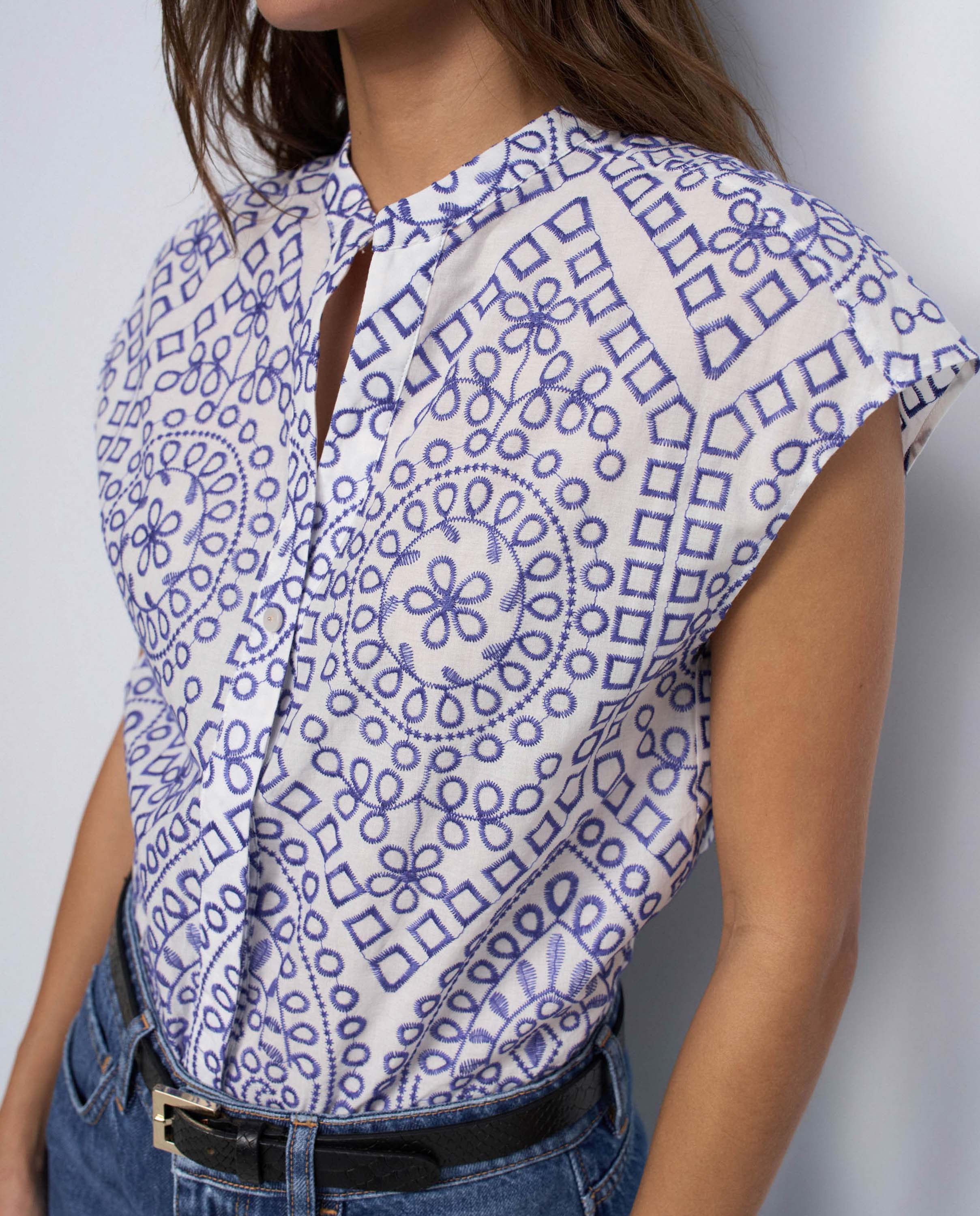 Camisa Estampada Azul-4