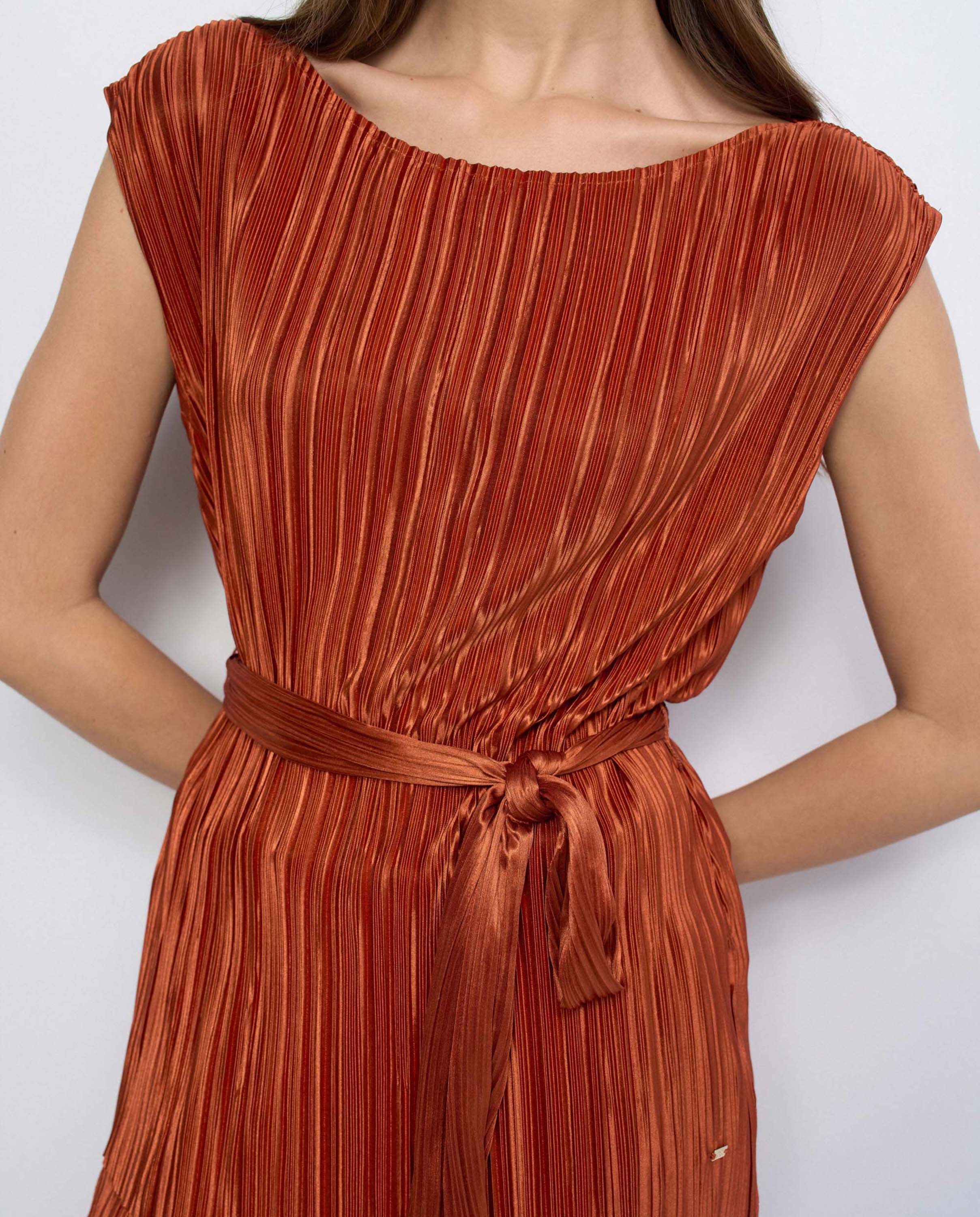 Blusa Plissada Laranja-4