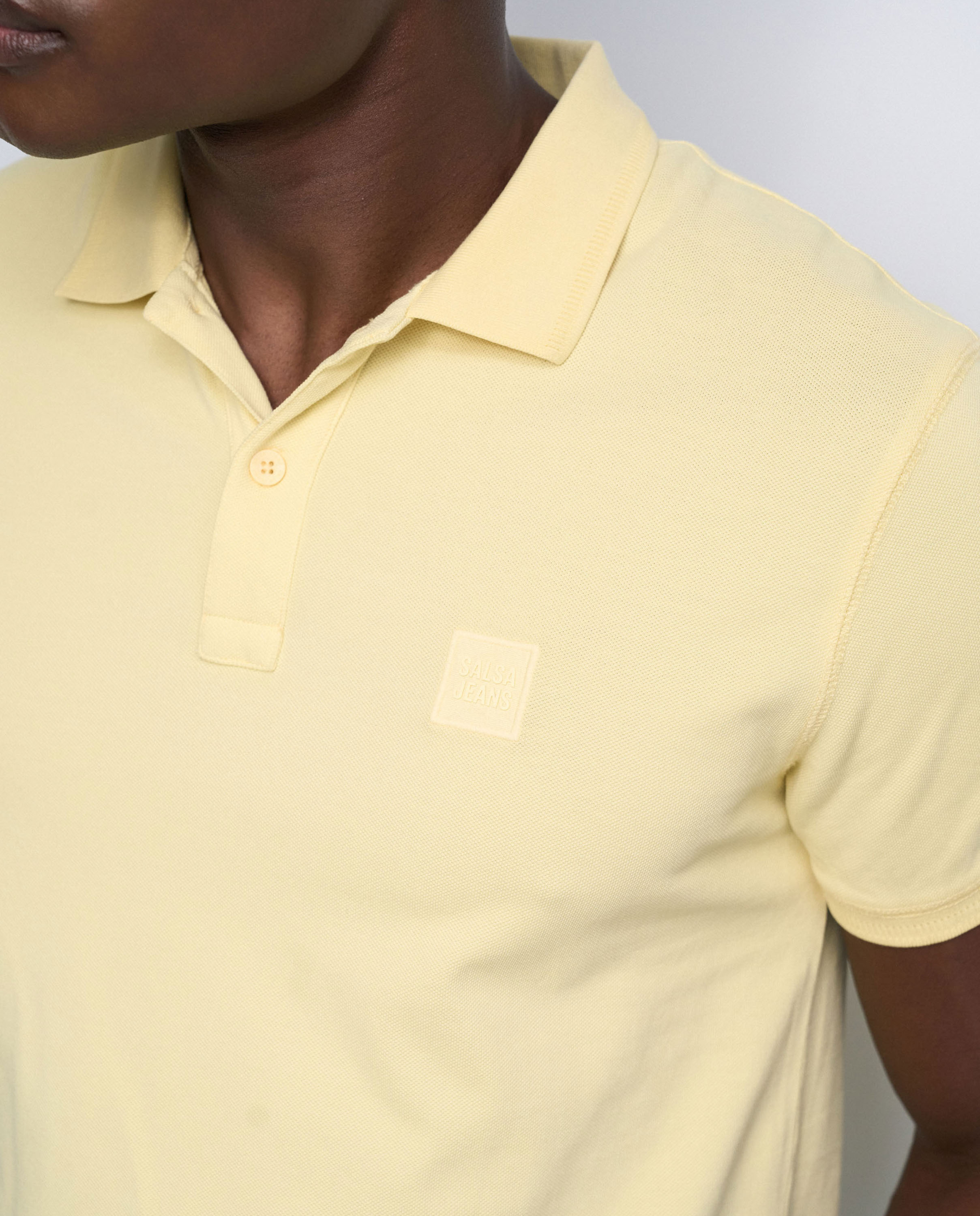 Polo de Manga Curta com Branding Amarelo-4