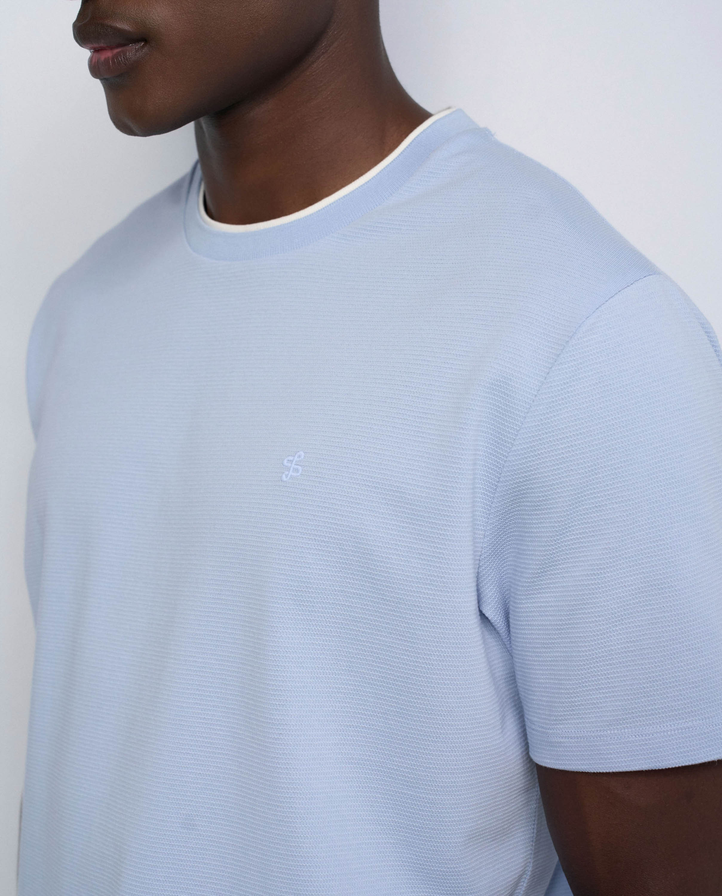 T-shirt com Textura Azul-4