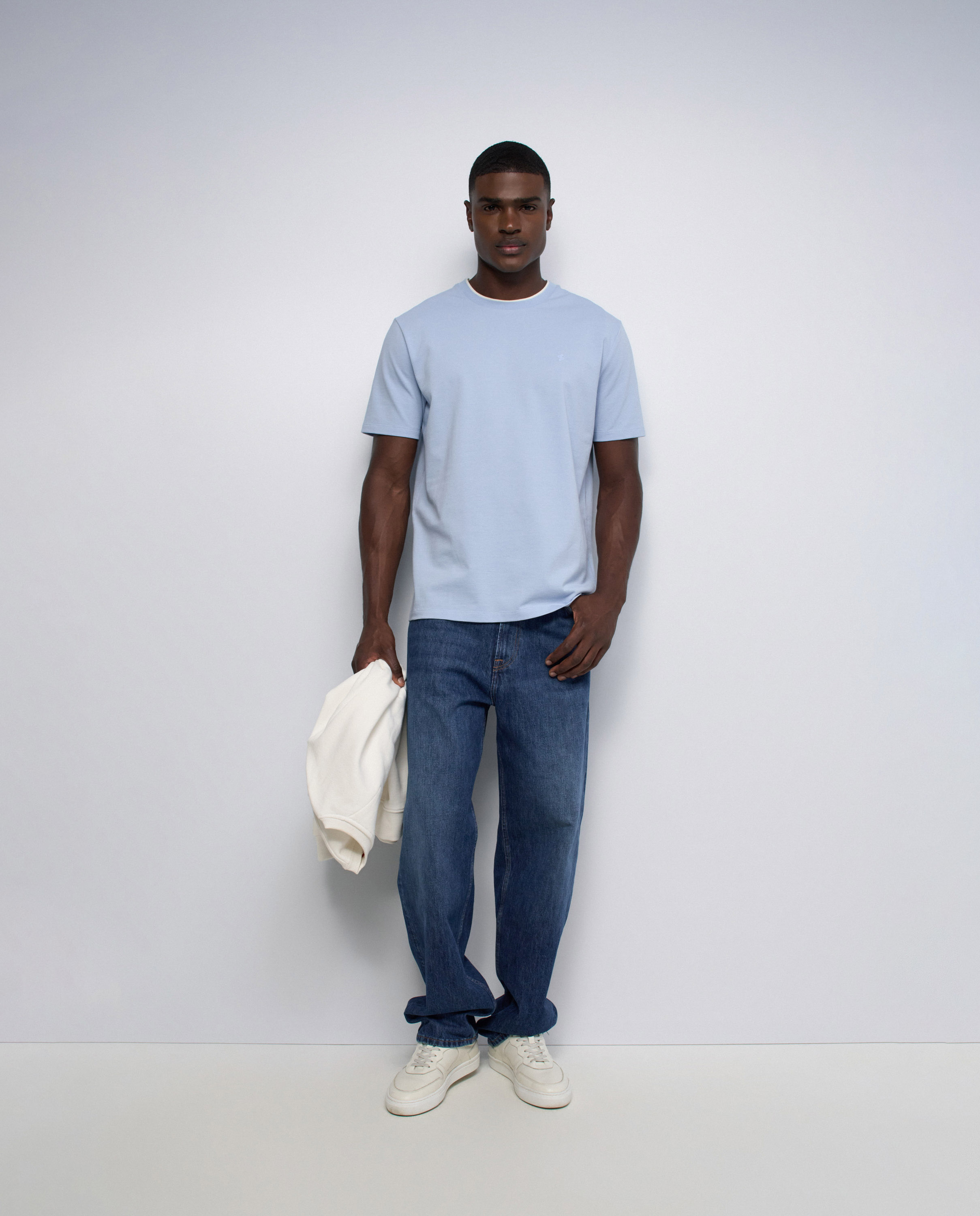 T-shirt com Textura Azul-5