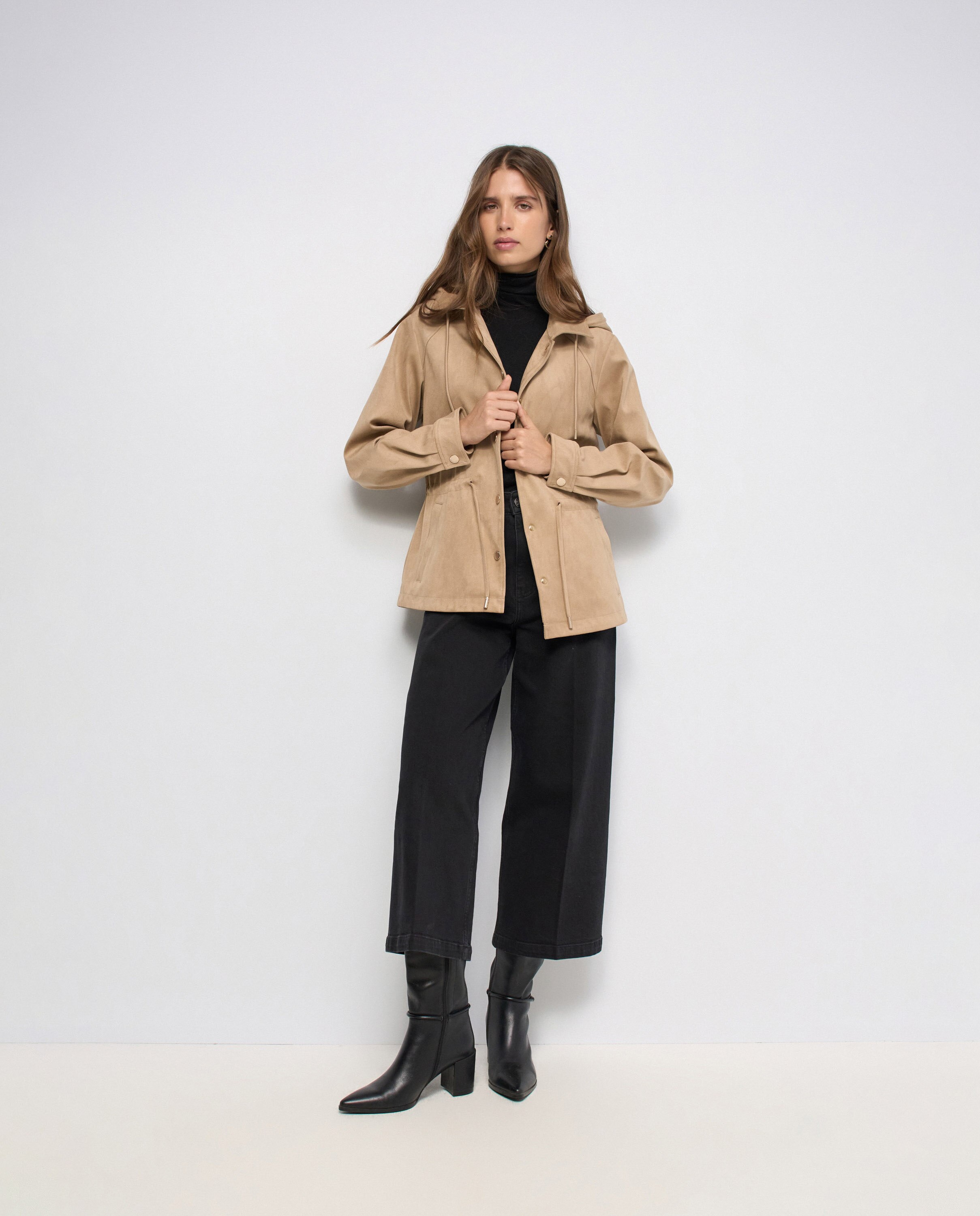 Parka Efeito Camurça Natural-5