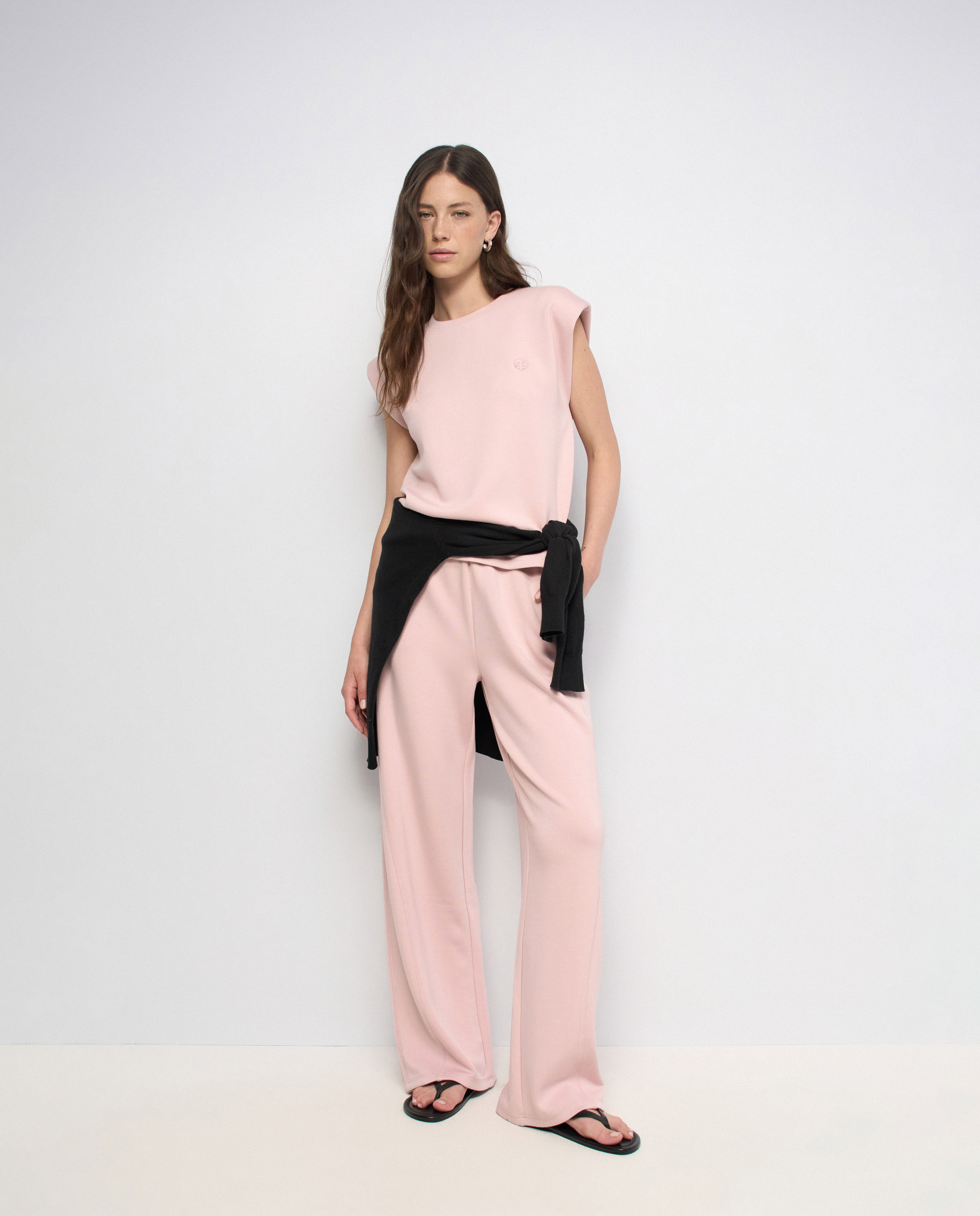 T-shirt com Ombreiras Rosa-5