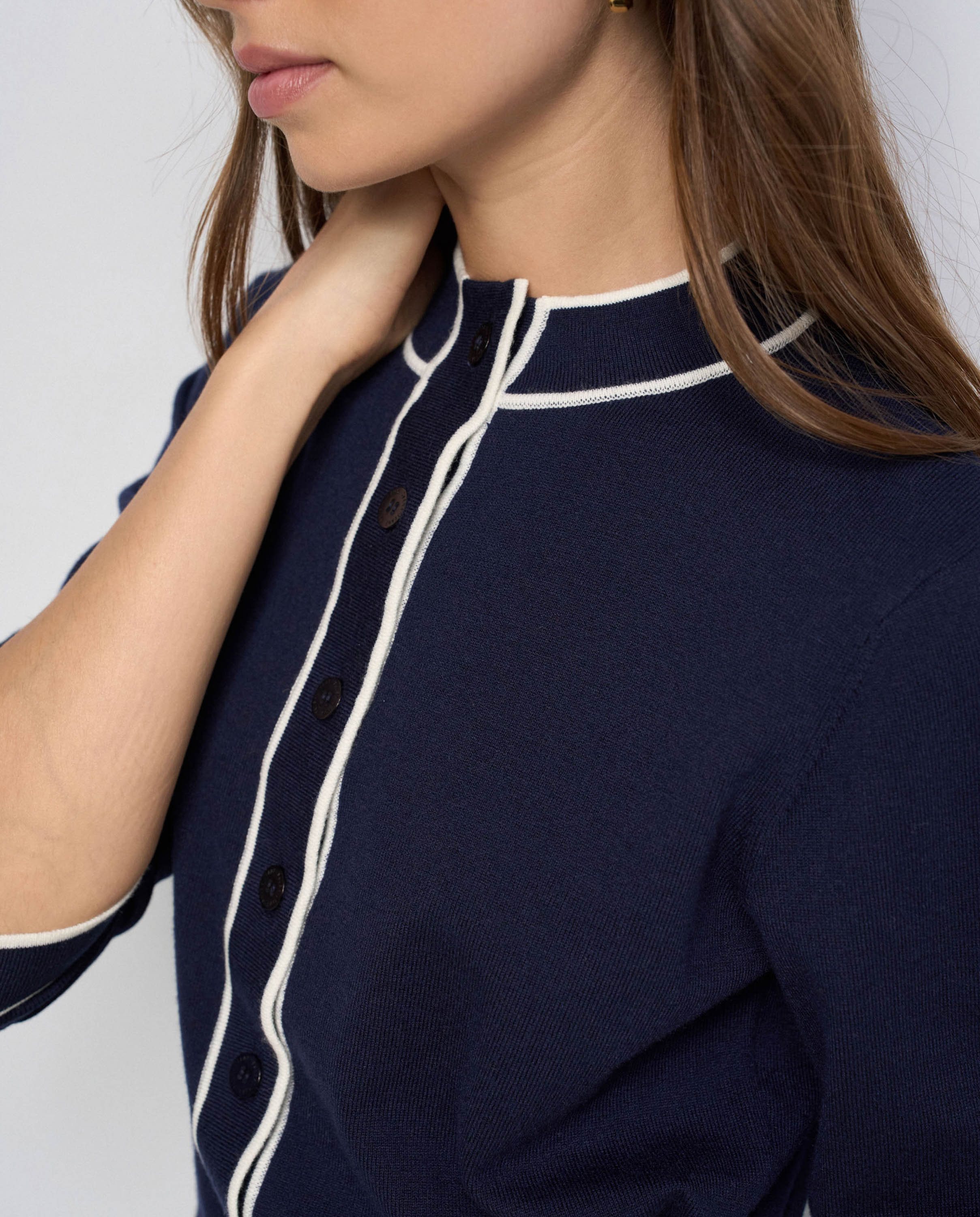 Cardigan de Malha Azul-4