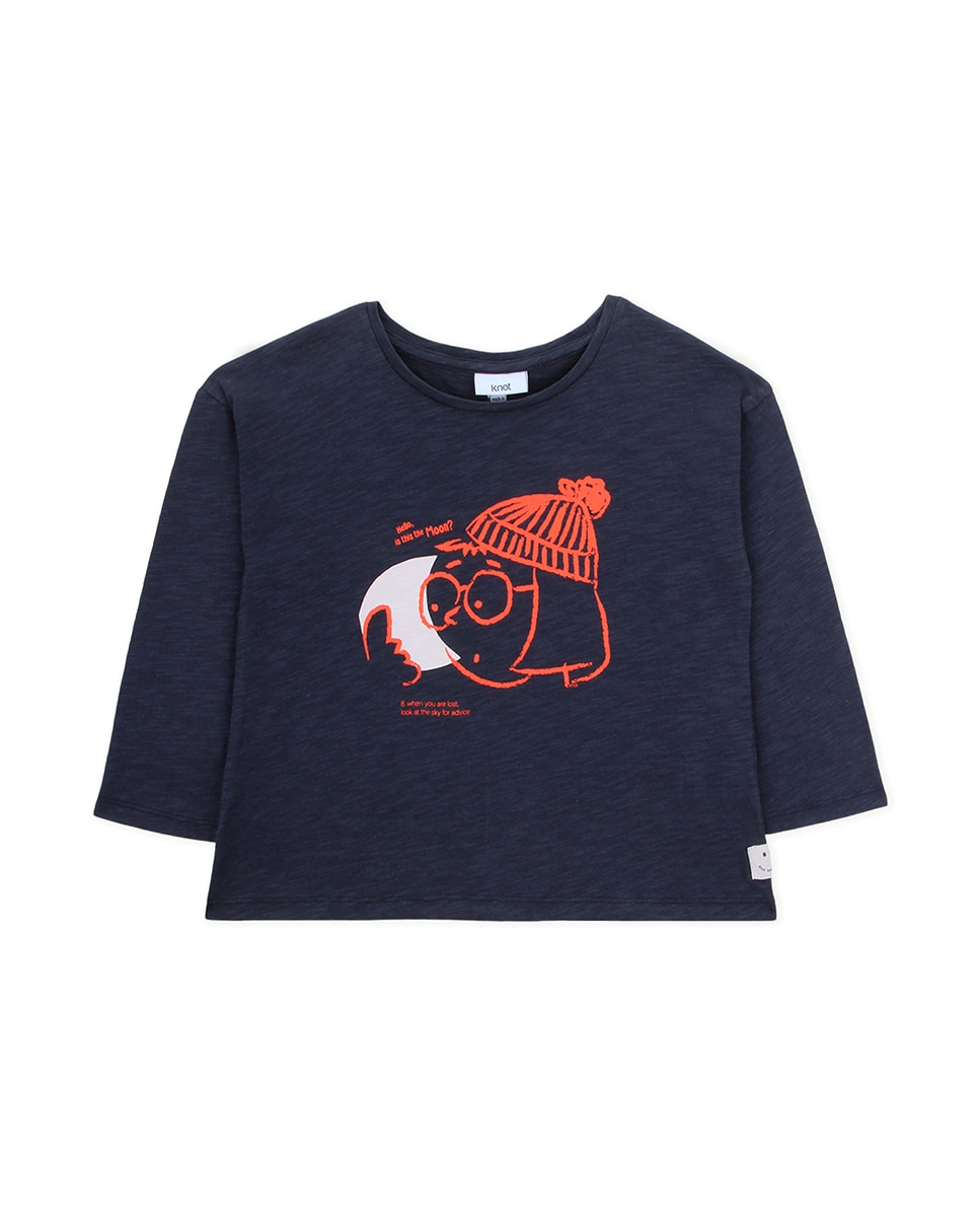 Imagem 0 de T-shirt de menina de algodão orgânico com estampado frontal