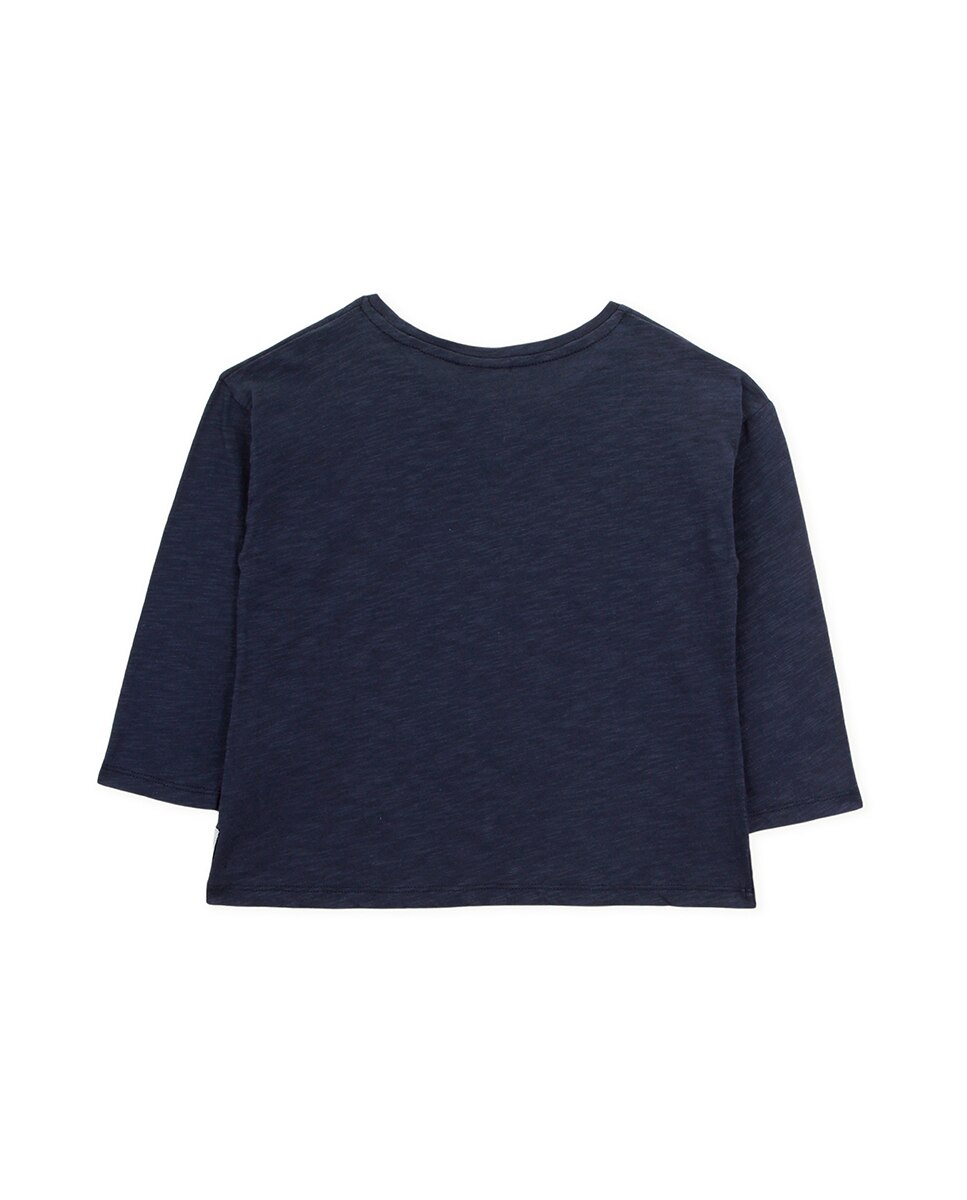 T-shirt Infantil de Manga Comprida com Desenho Frontal KNOT Azul-marinho-2