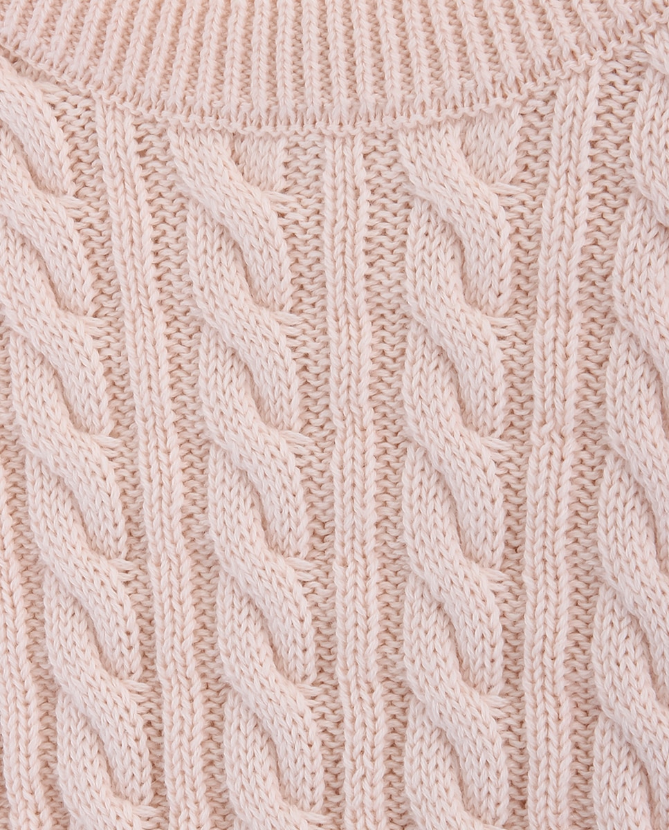 Camisola de menina sem mangas de malha entrançada Natural-3