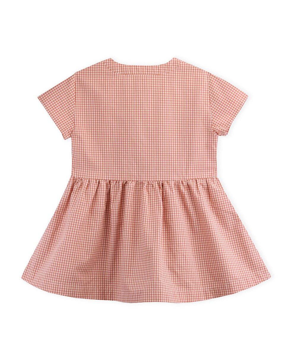 Vestido de menina de xadrez com molas Castanho-2