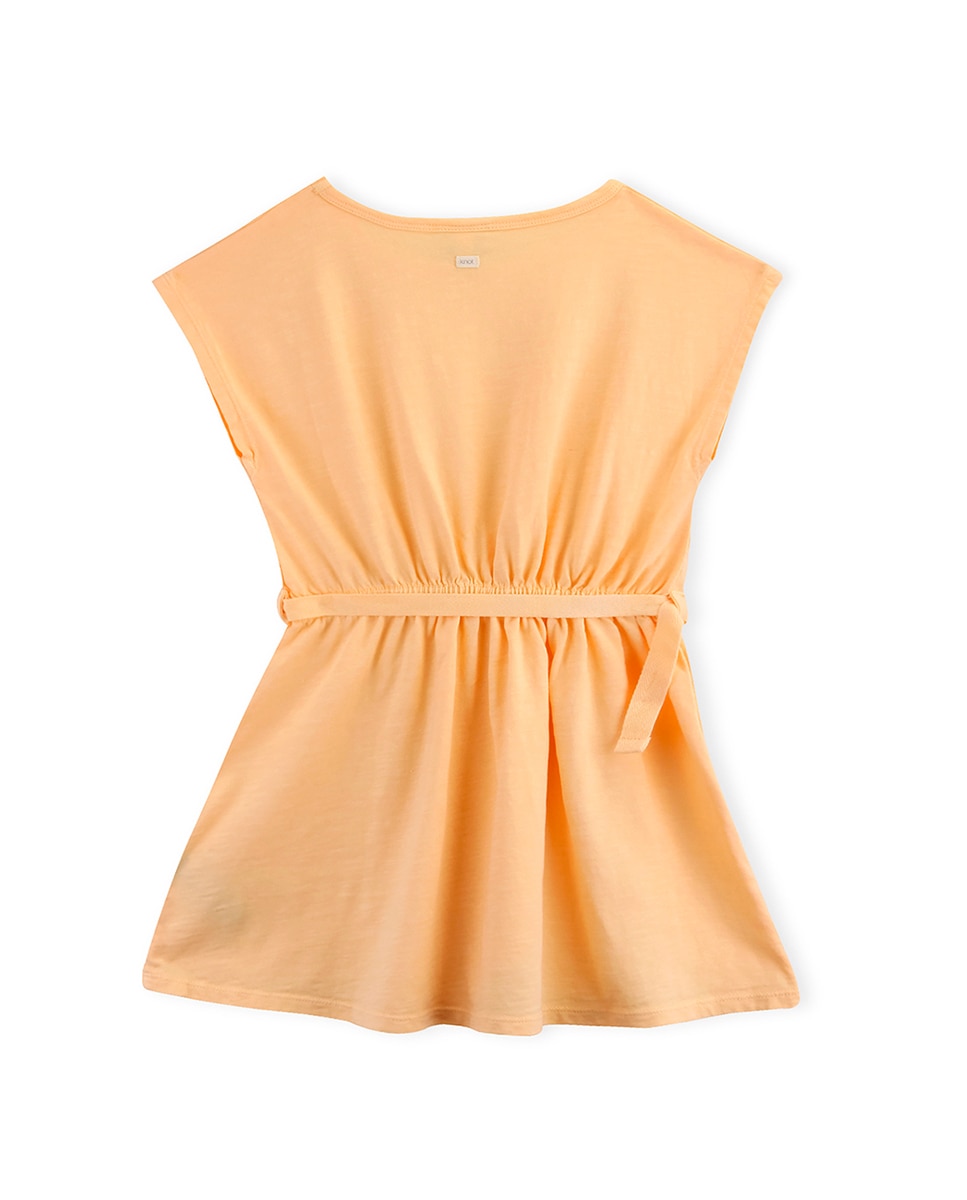 Vestido Infantil de Algodão Orgânico com Cintura Elástica KNOT Amarelo-2