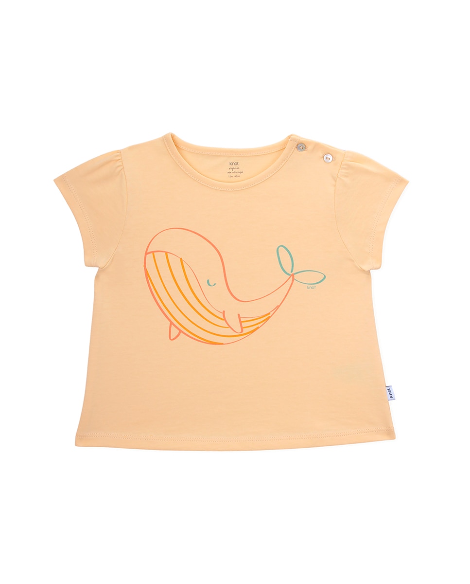 T-shirt de Bebé de Manga Curta com Desenho de Baleia KNOT Amarelo-1