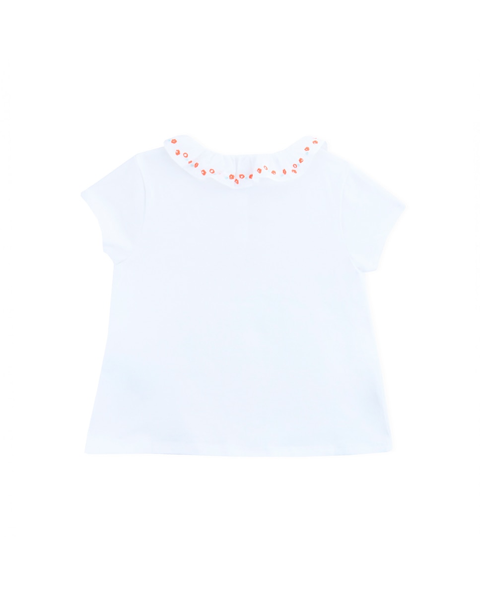 Pólo de bebé menina com gola folho KNOT Branco-2