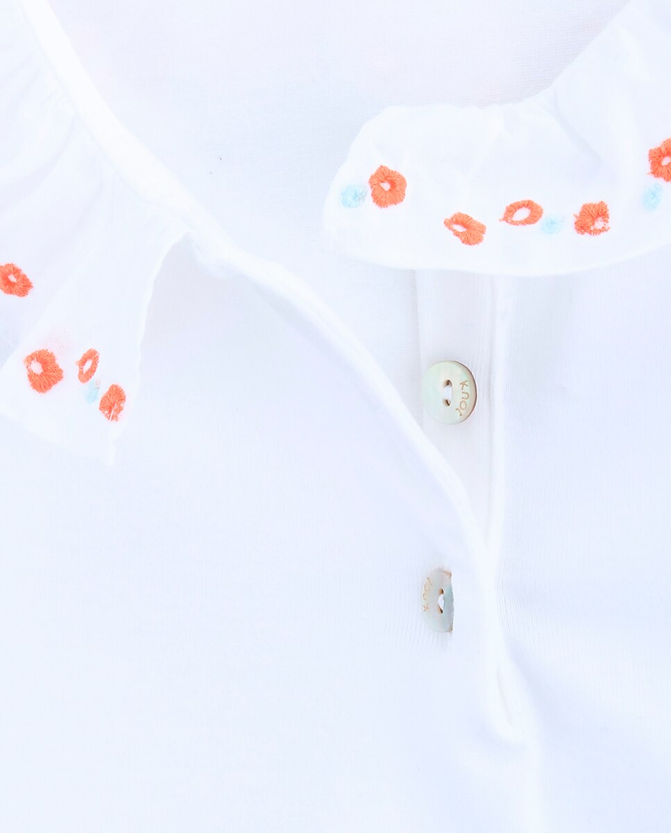 Pólo de bebé menina com gola folho KNOT Branco-3