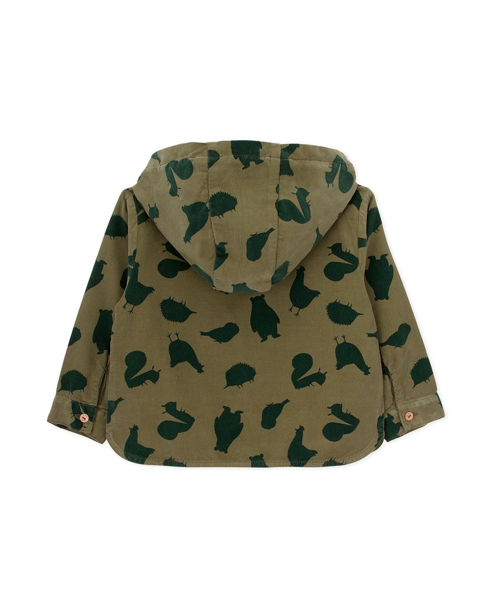 Camisa de menino com capuz e estampado de animais KNOT Verde-militar-2