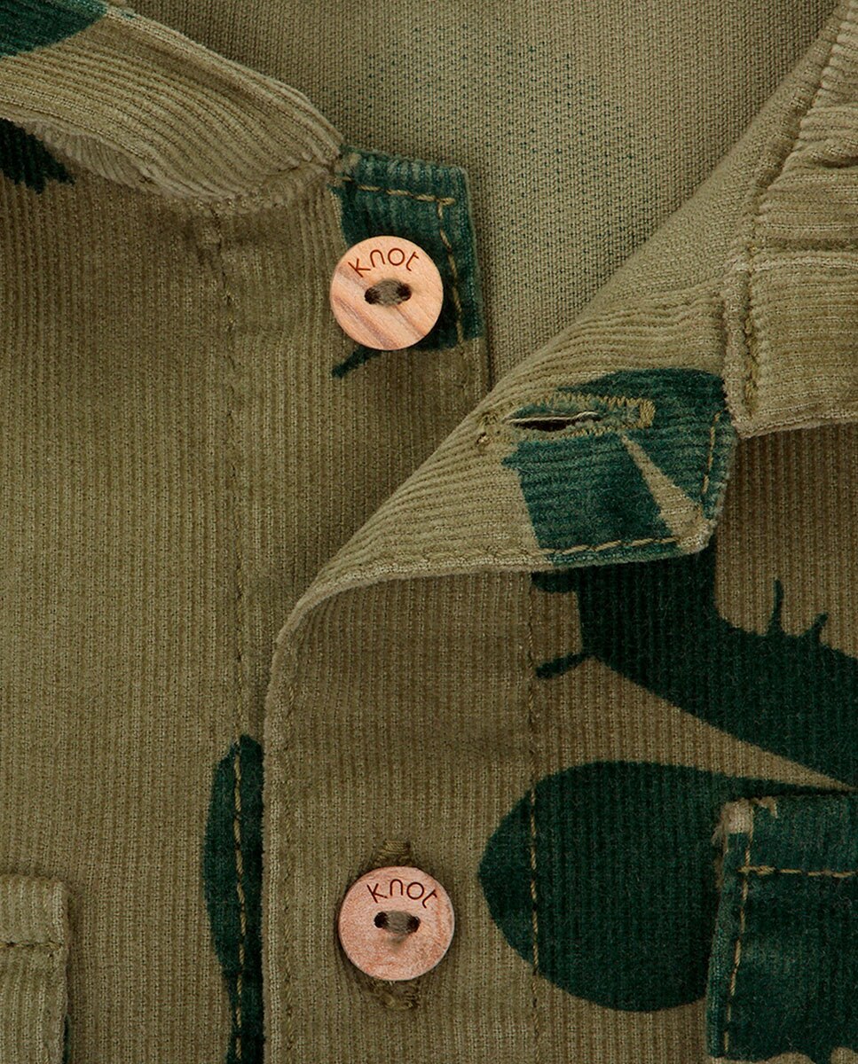 Camisa de menino com capuz e estampado de animais KNOT Verde-militar-3