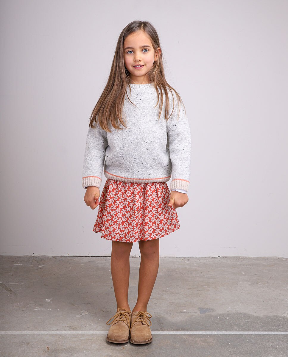 Saia Infantil Estampada com Cintura Elástica Laranja-4